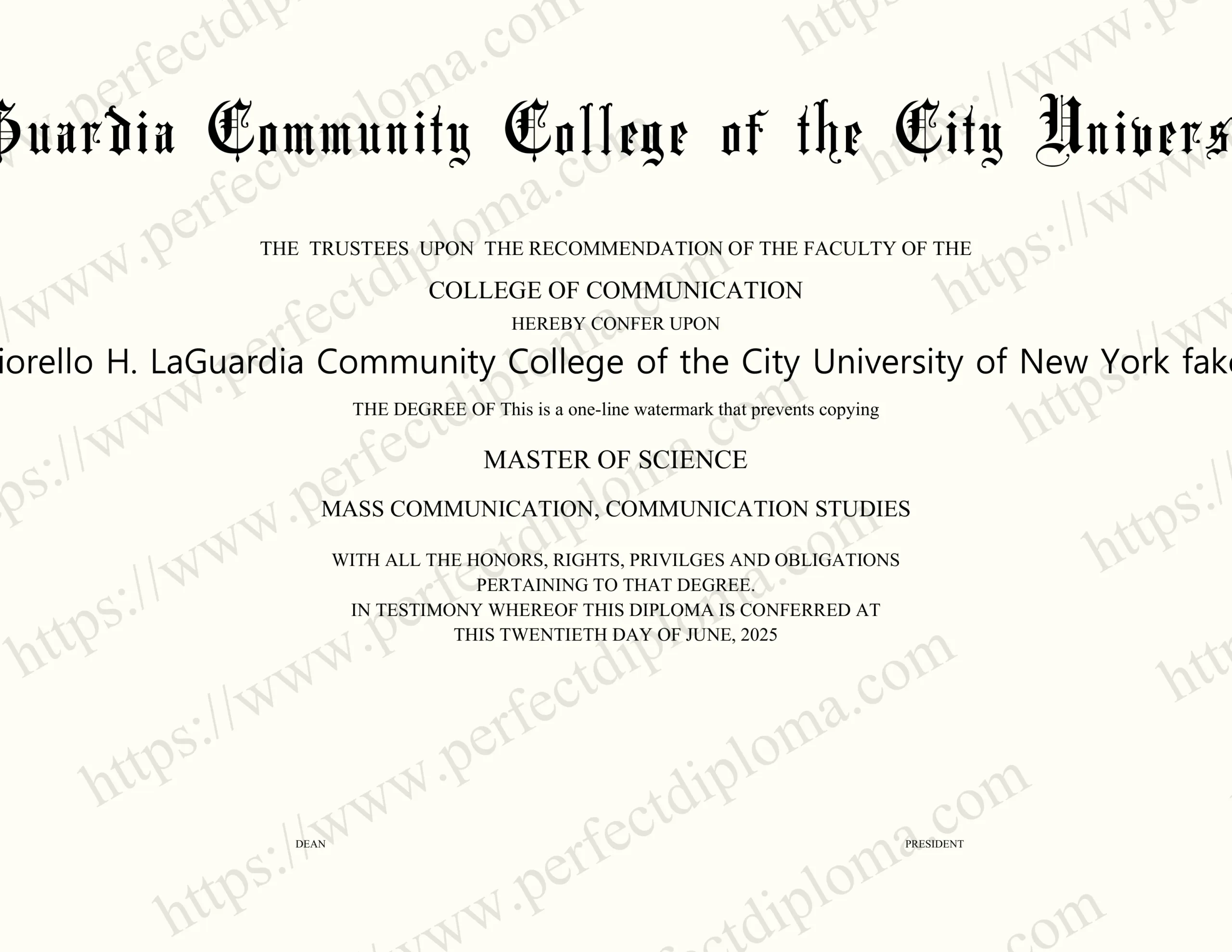 I need a Fiorello H. LaGuardia Community College of the City University of New York fake diploma.