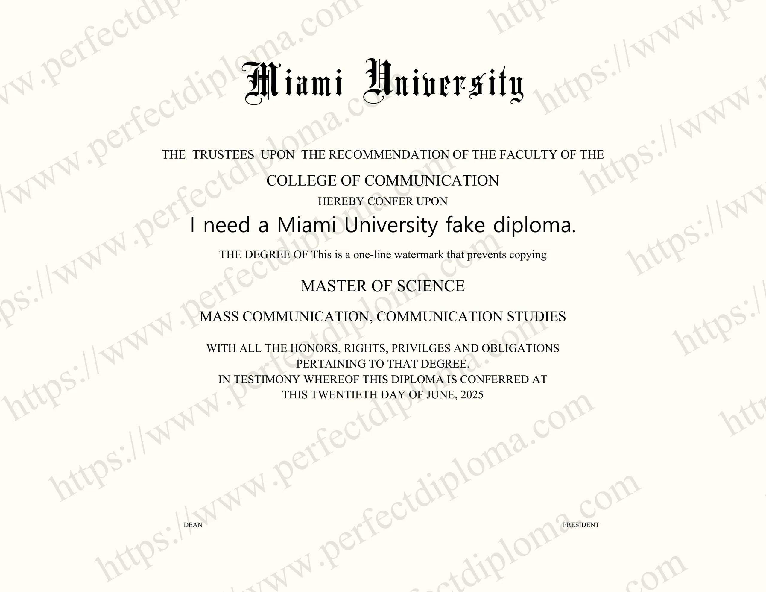 I need a Miami University fake diploma.