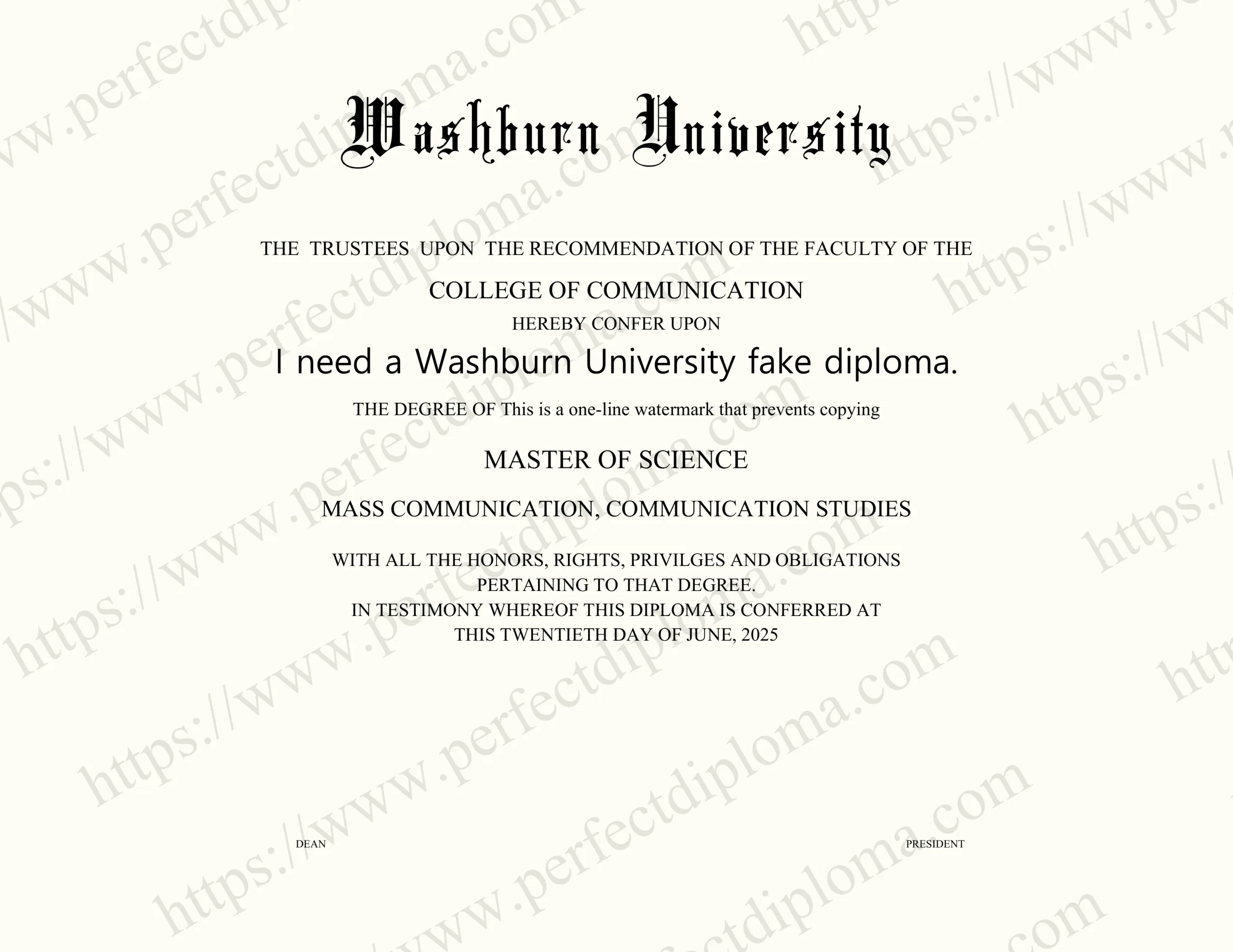 I need a Washburn University fake diploma.