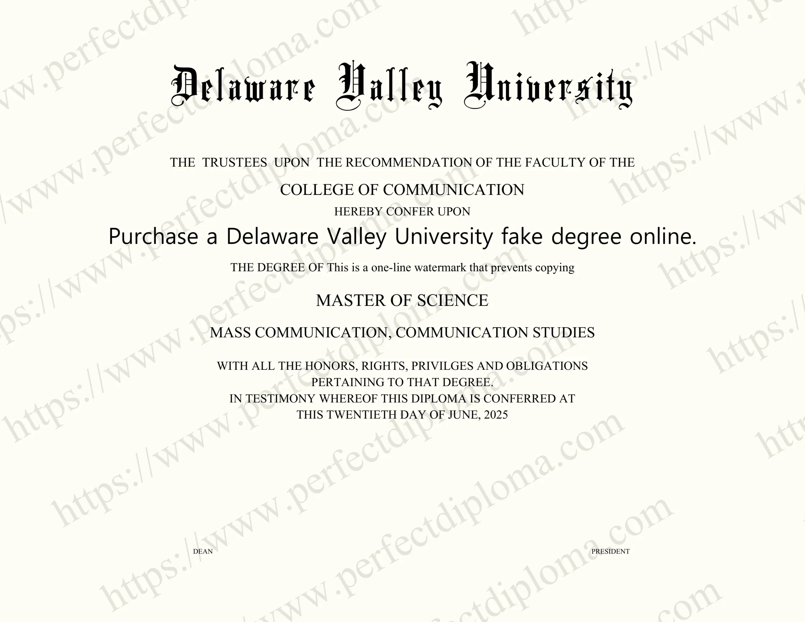 Purchase a Delaware Valley University fake degree online.