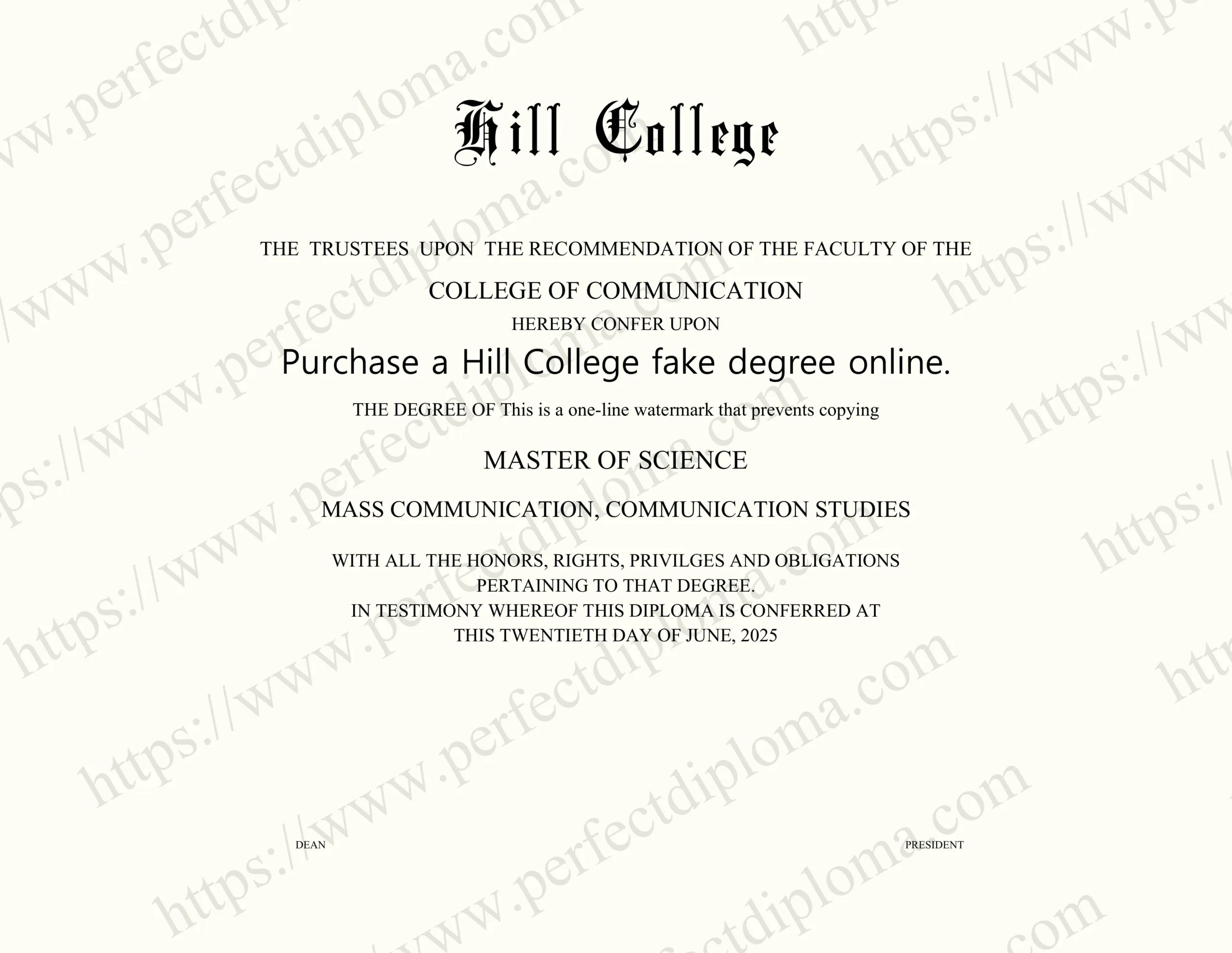 Purchase a Hill College fake degree online.