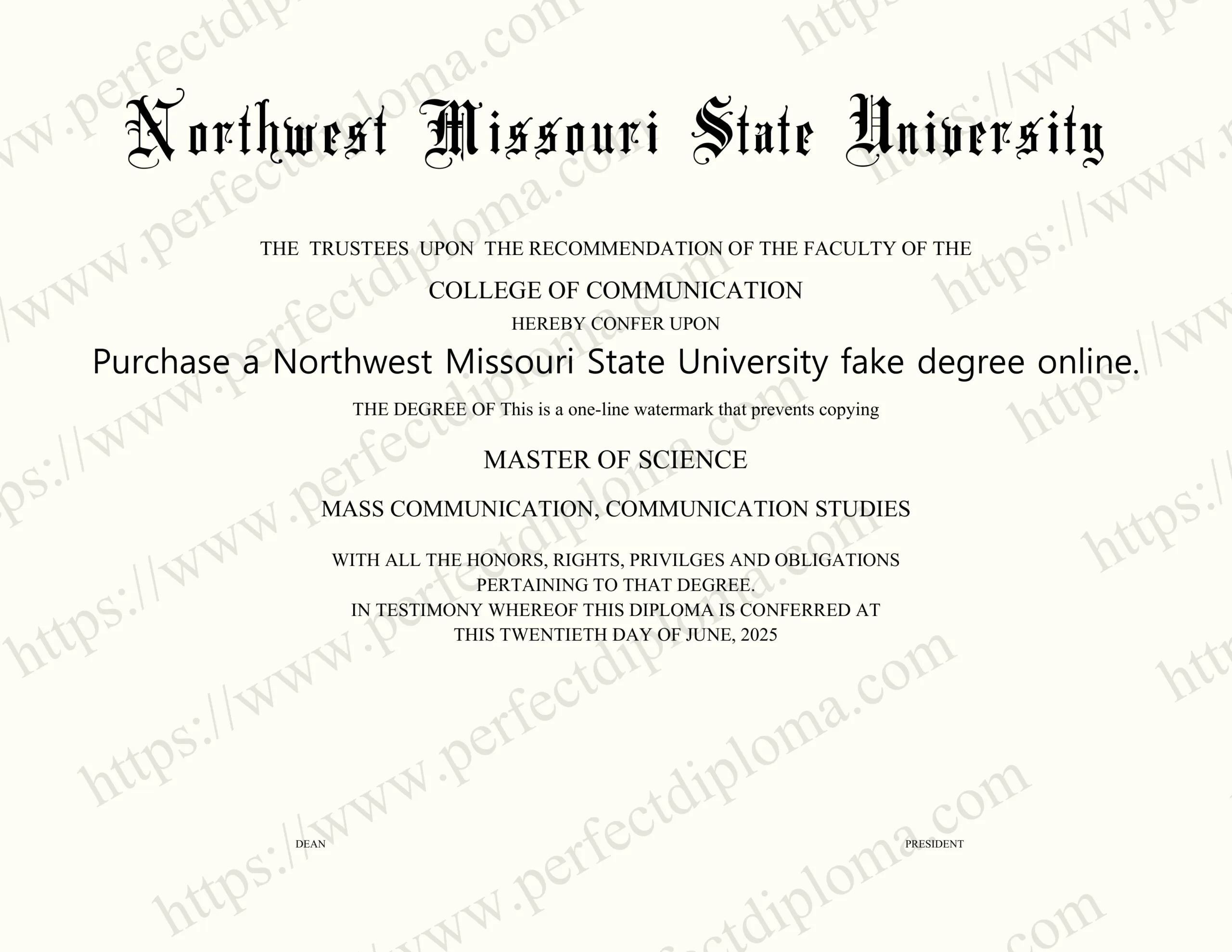 Purchase a Northwest Missouri State University fake degree online.