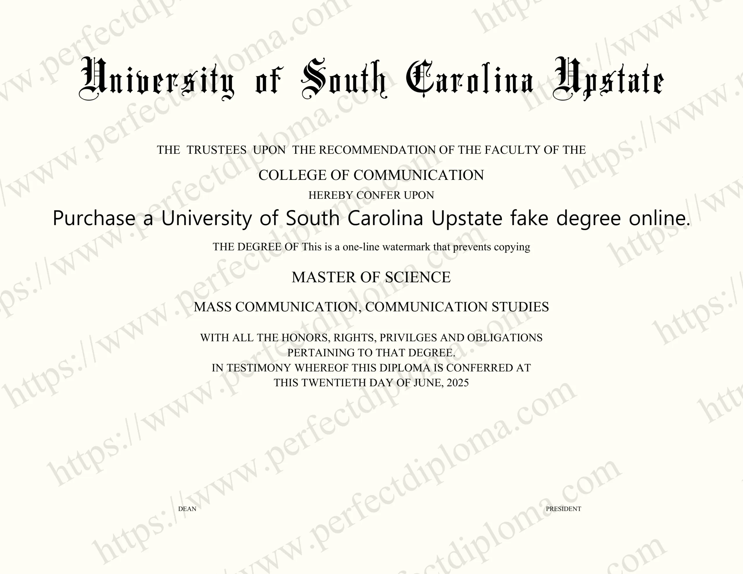 Purchase a University of South Carolina Upstate fake degree online.
