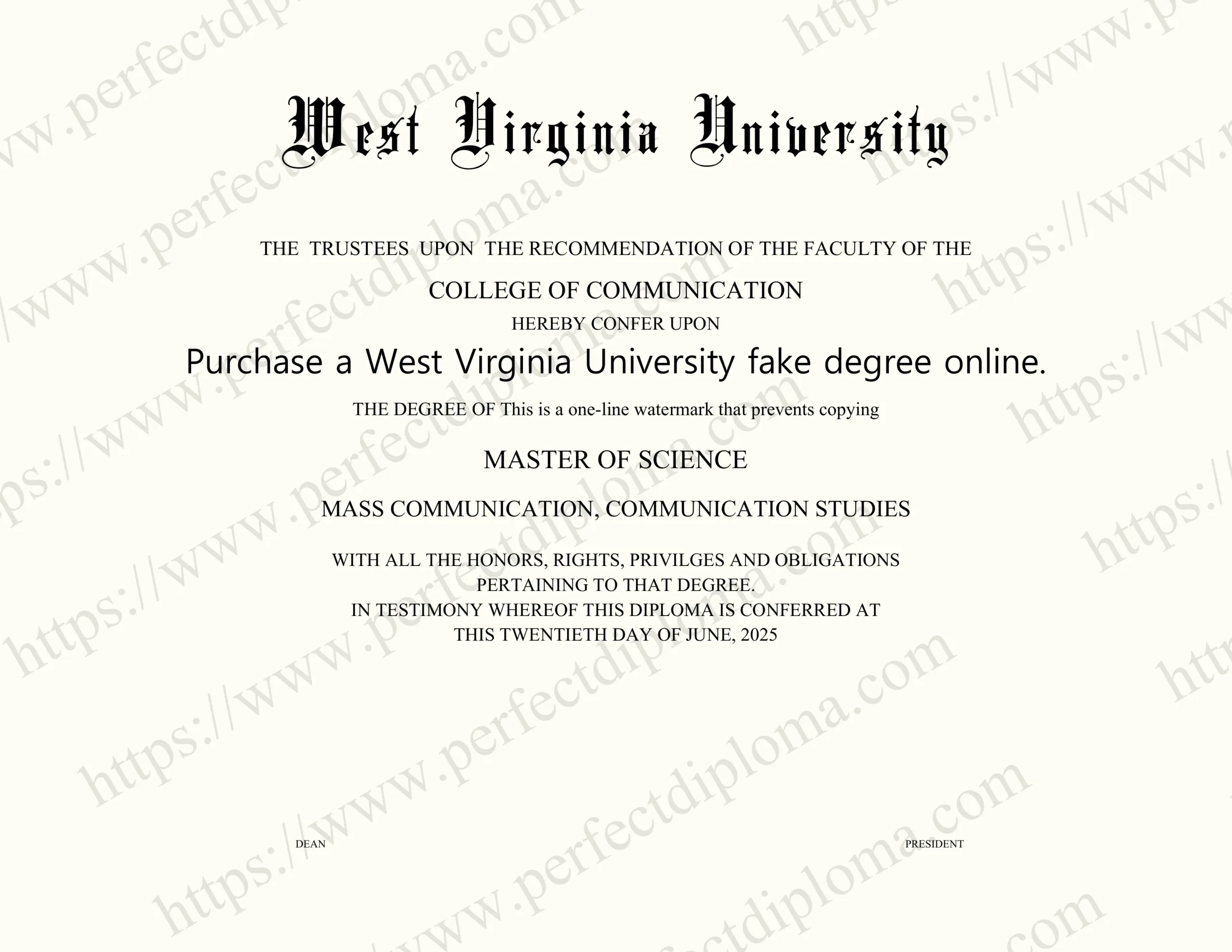 Purchase a West Virginia University fake degree online.