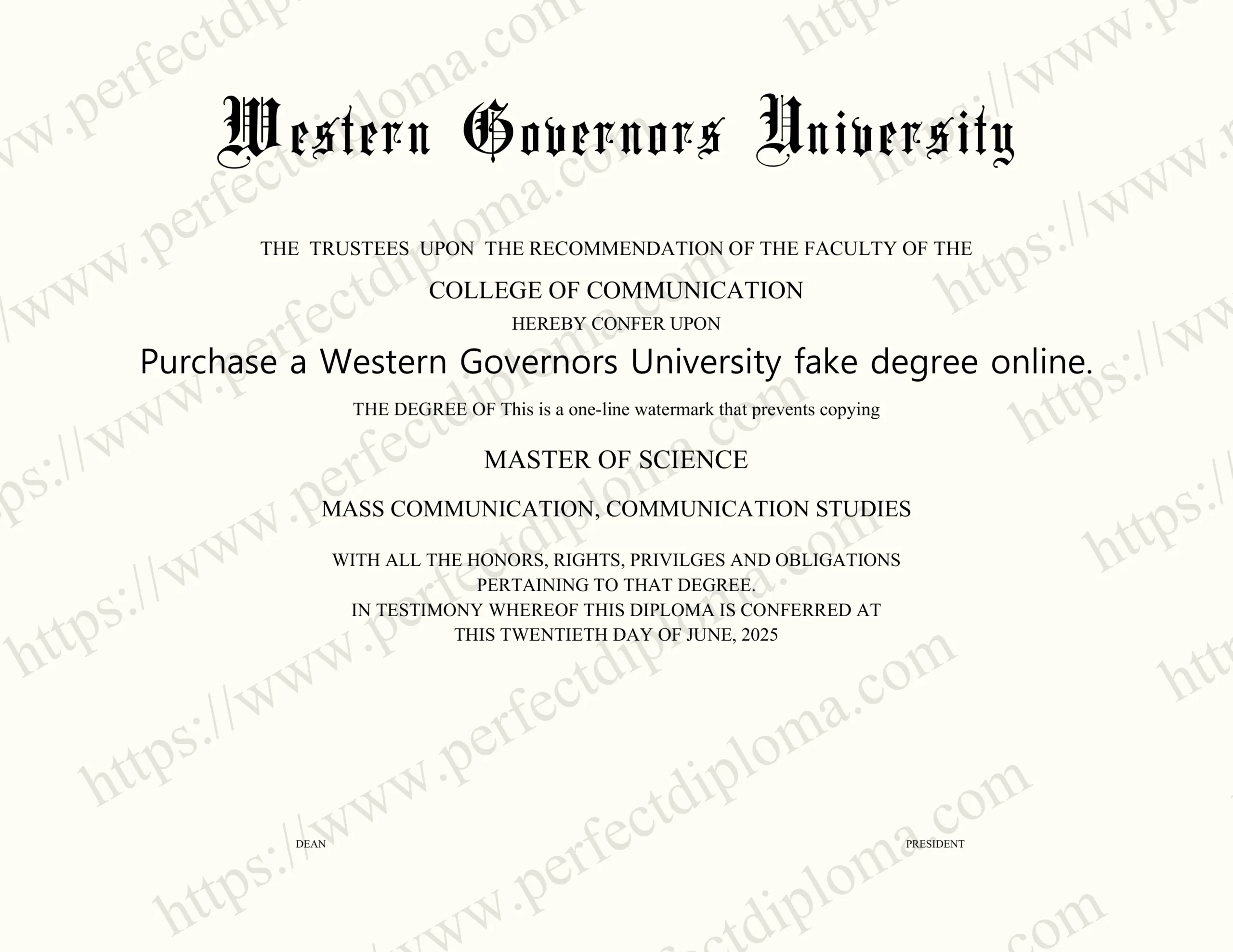 Purchase a Western Governors University fake degree online.