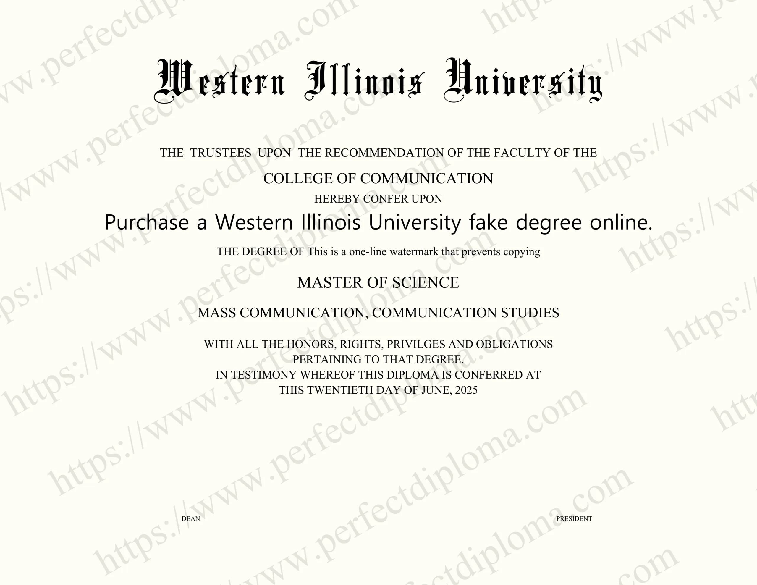 Purchase a Western Illinois University fake degree online.