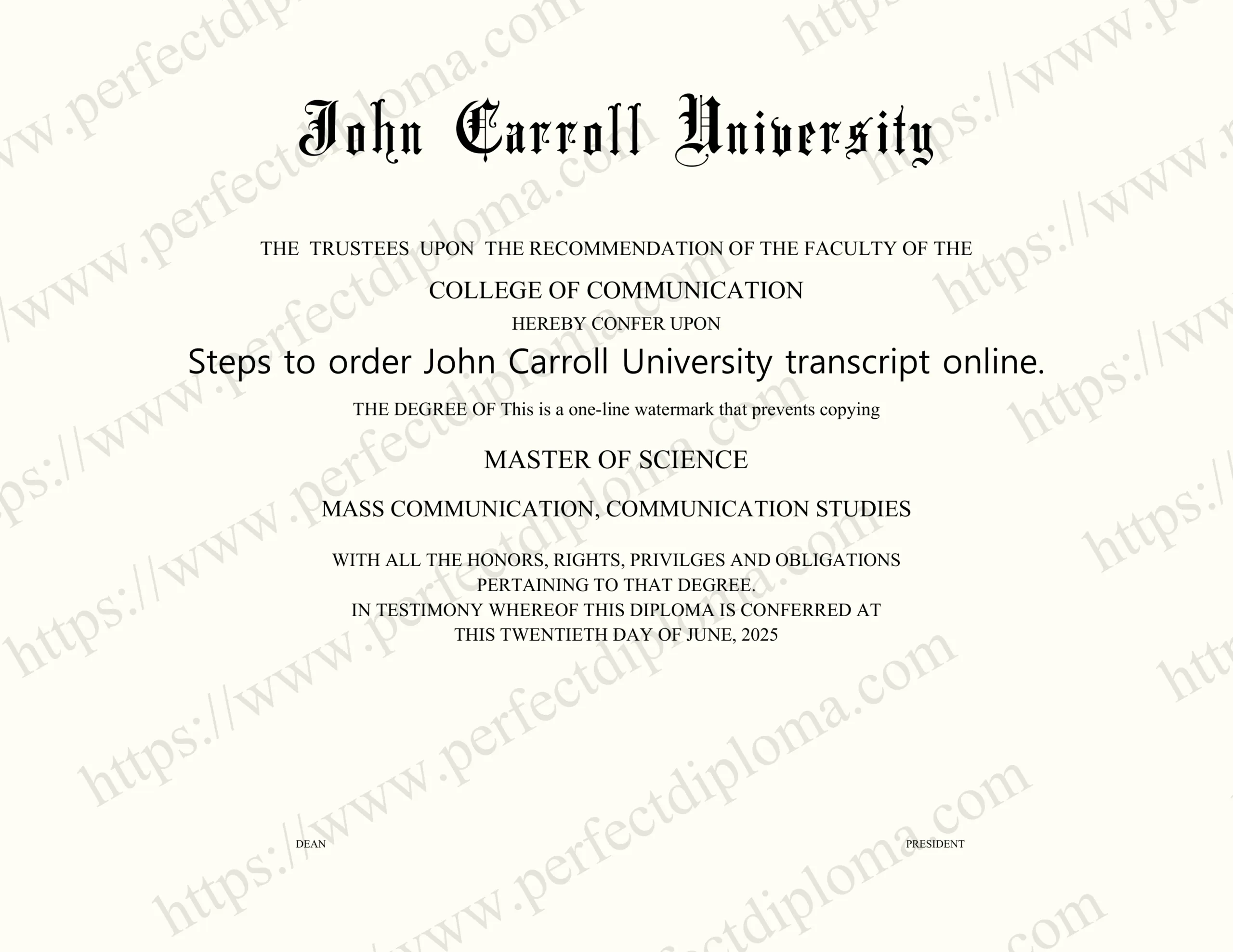 Steps to order John Carroll University transcript online.
