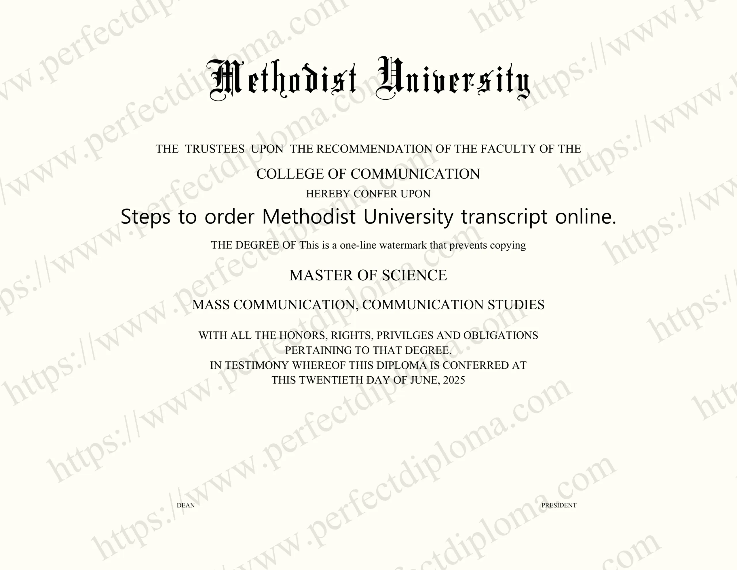 Steps to order Methodist University transcript online.