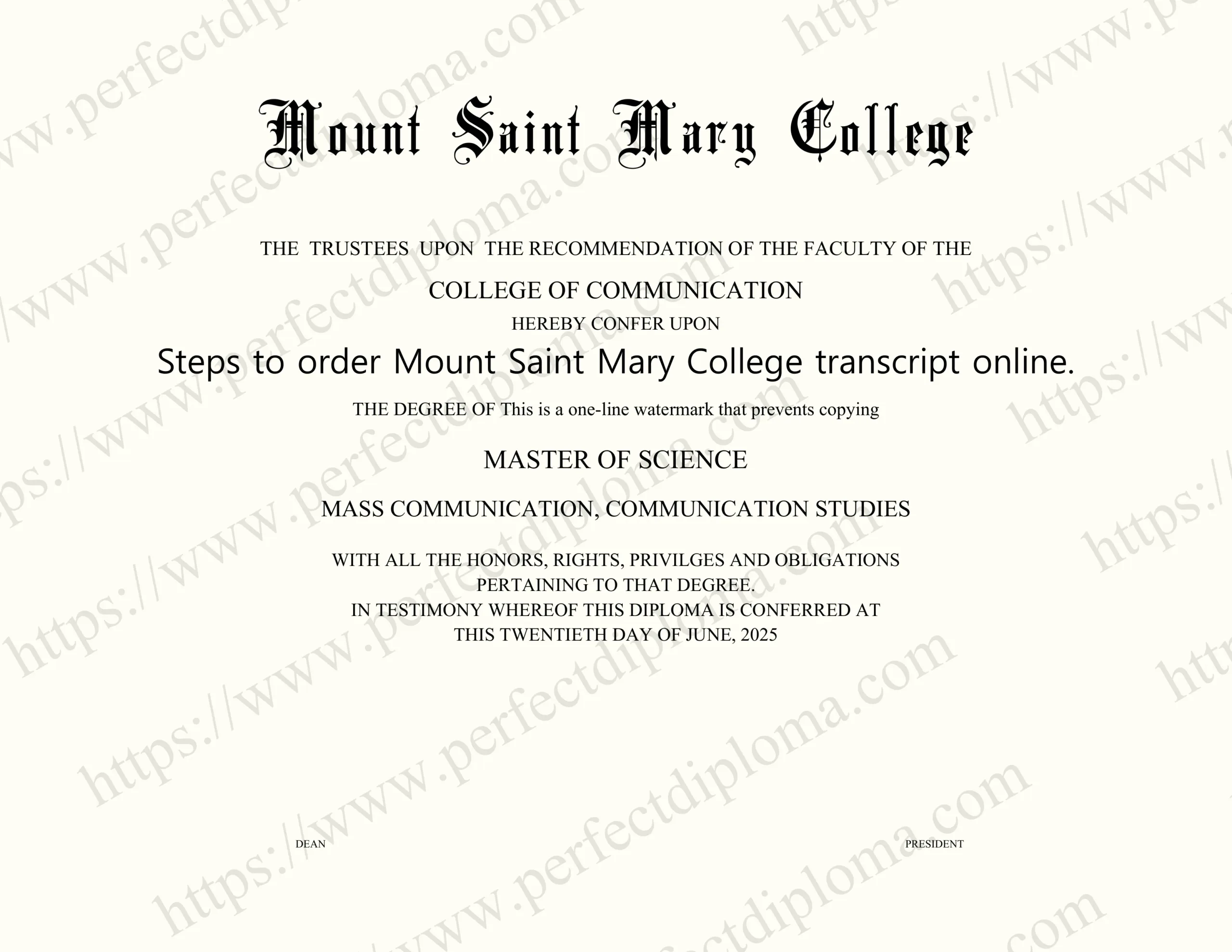 Steps to order Mount Saint Mary College transcript online.