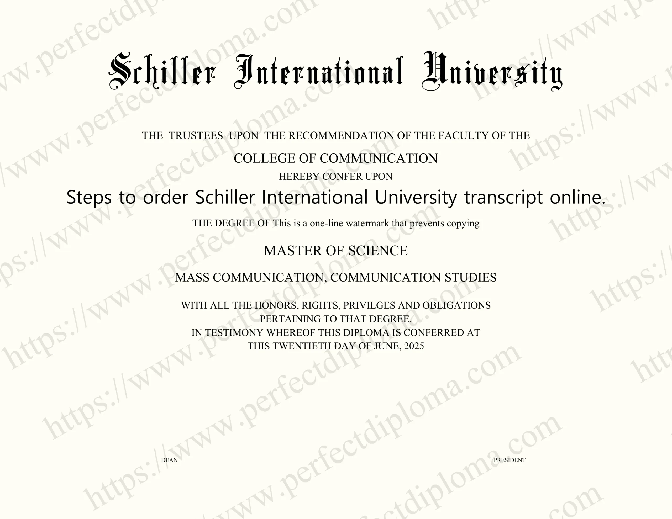 Steps to order Schiller International University transcript online.