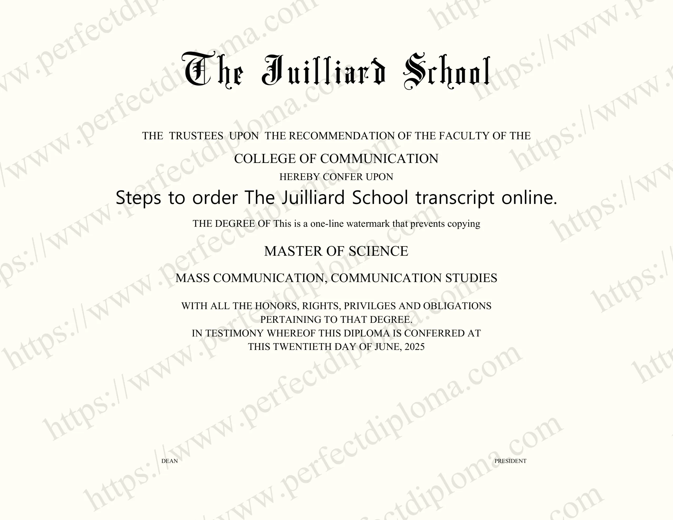 Steps to order The Juilliard School transcript online.