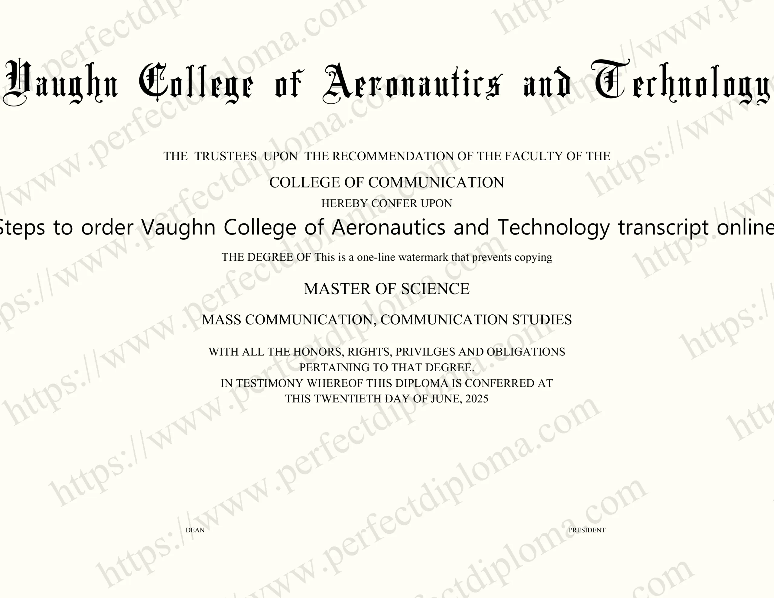 Steps to order Vaughn College of Aeronautics and Technology transcript online.