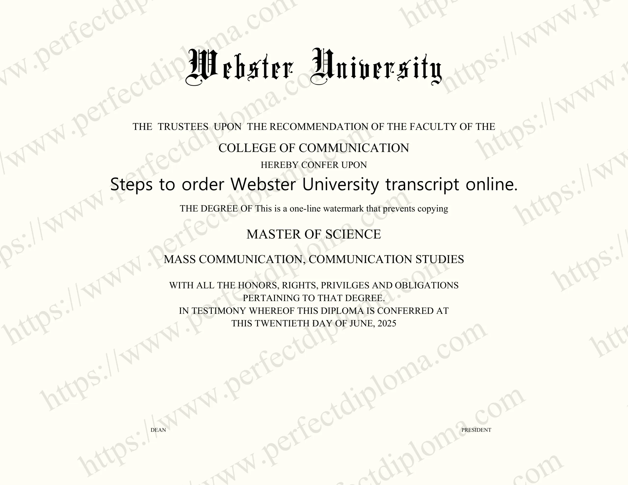 Steps to order Webster University transcript online.