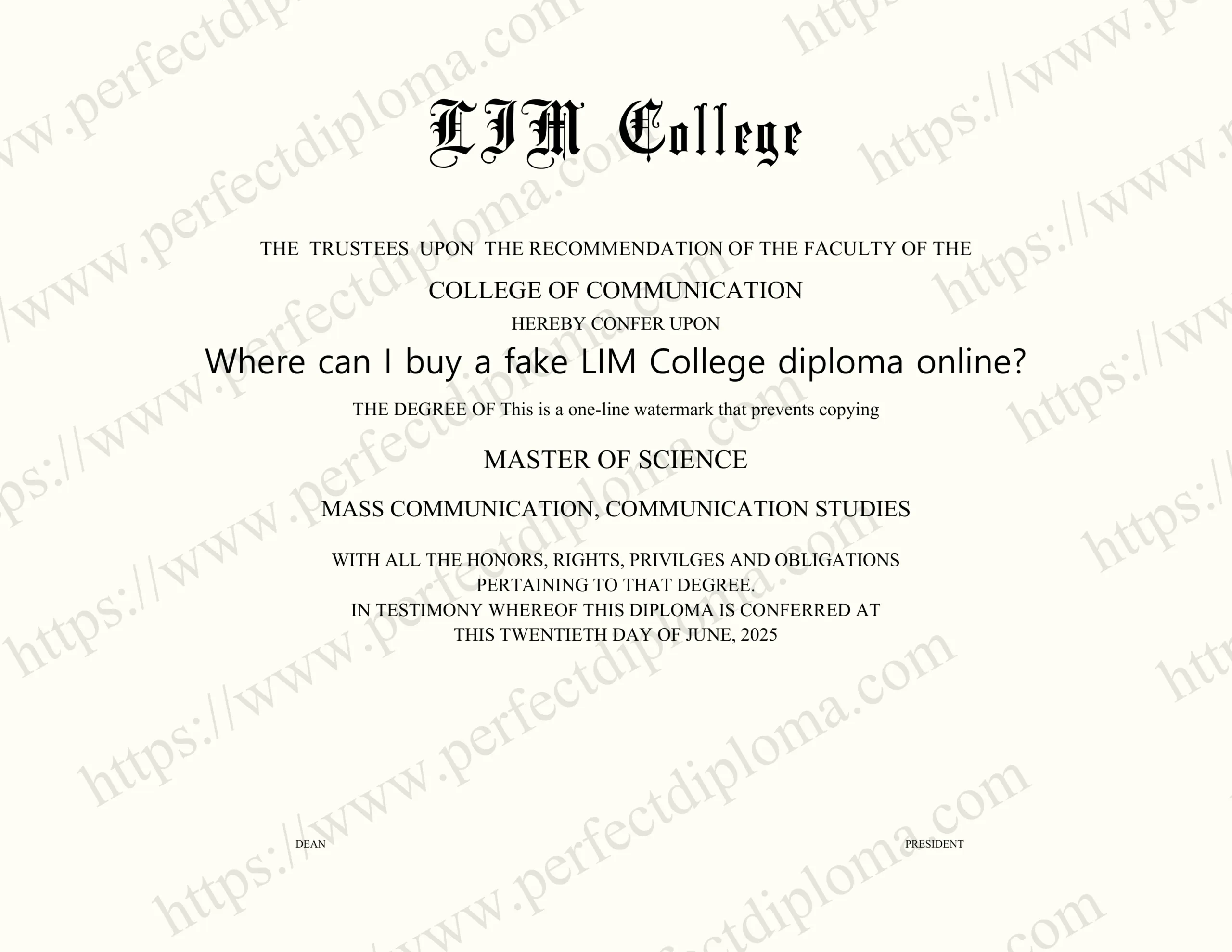Where can I buy a fake LIM College diploma online?