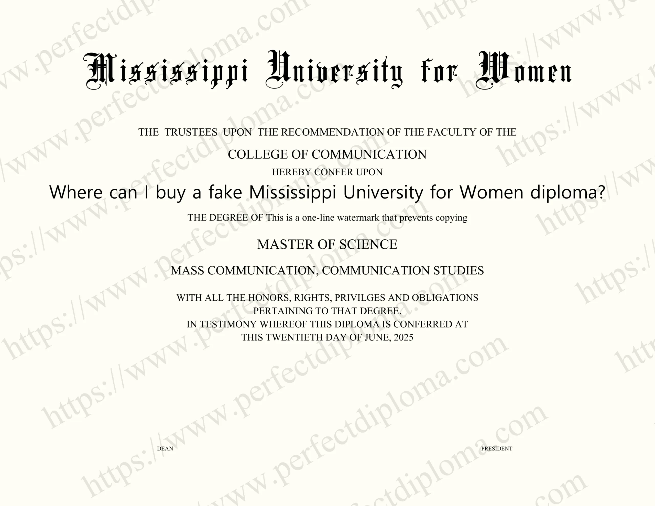 Where can I buy a fake Mississippi University for Women diploma?