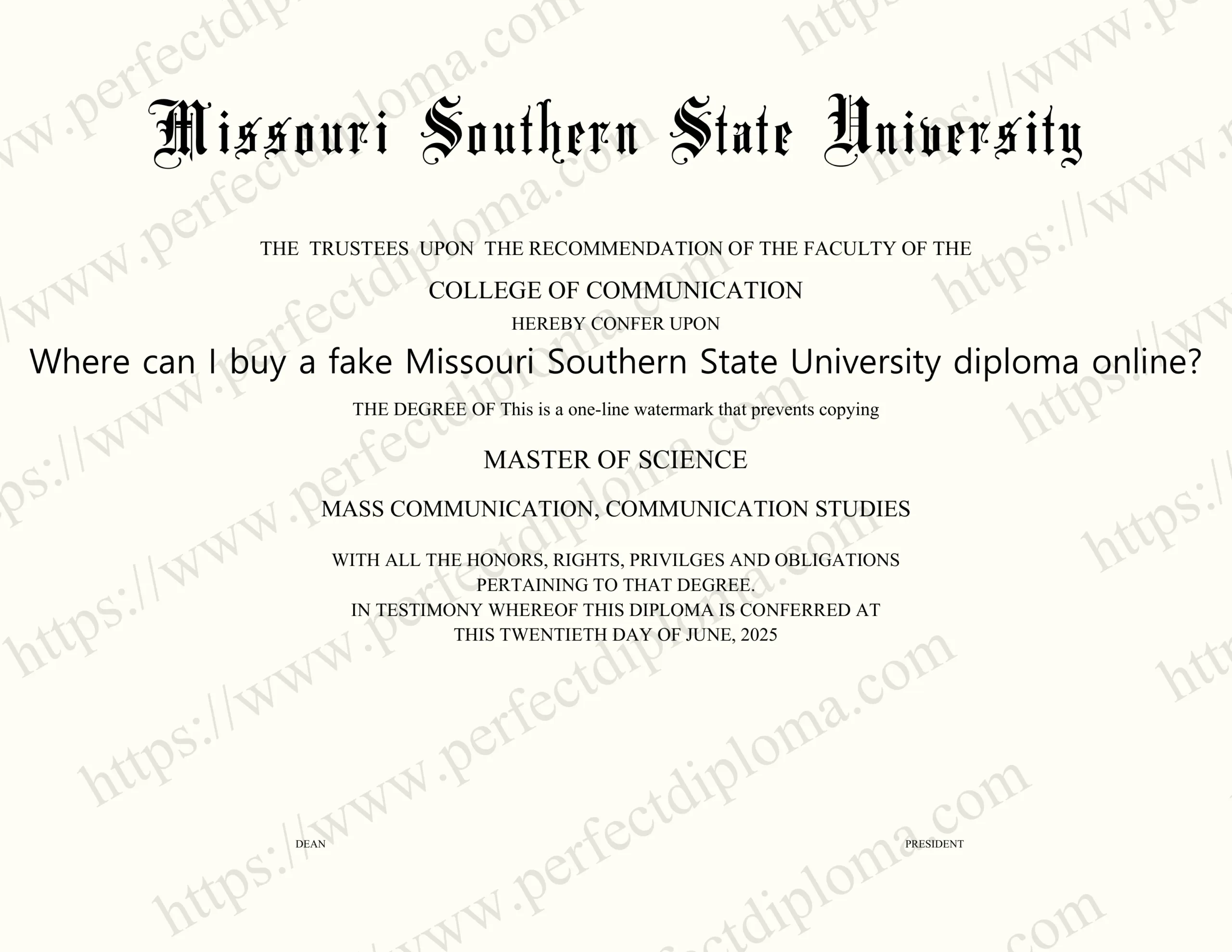 Where can I buy a fake Missouri Southern State University diploma online?