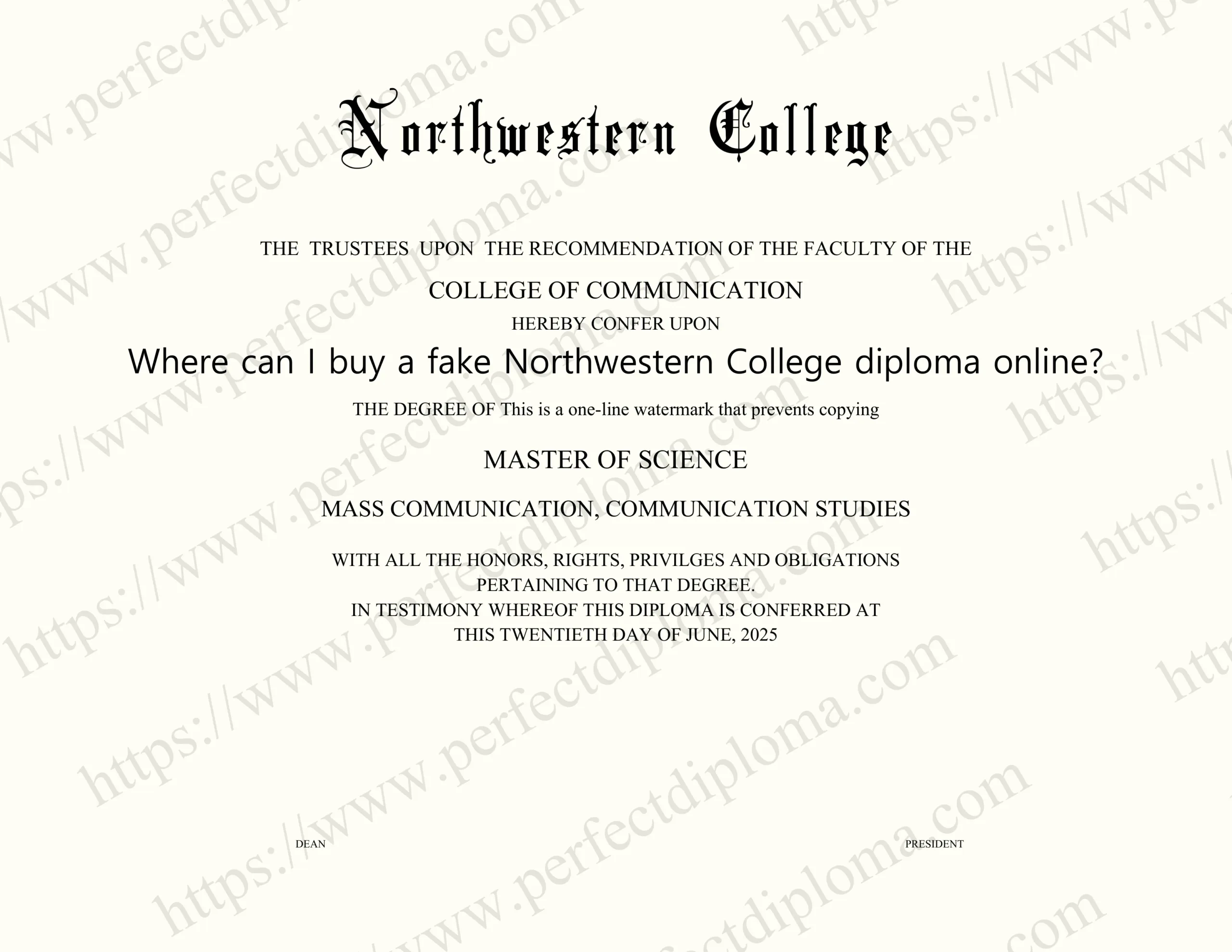 Where can I buy a fake Northwestern College diploma online?