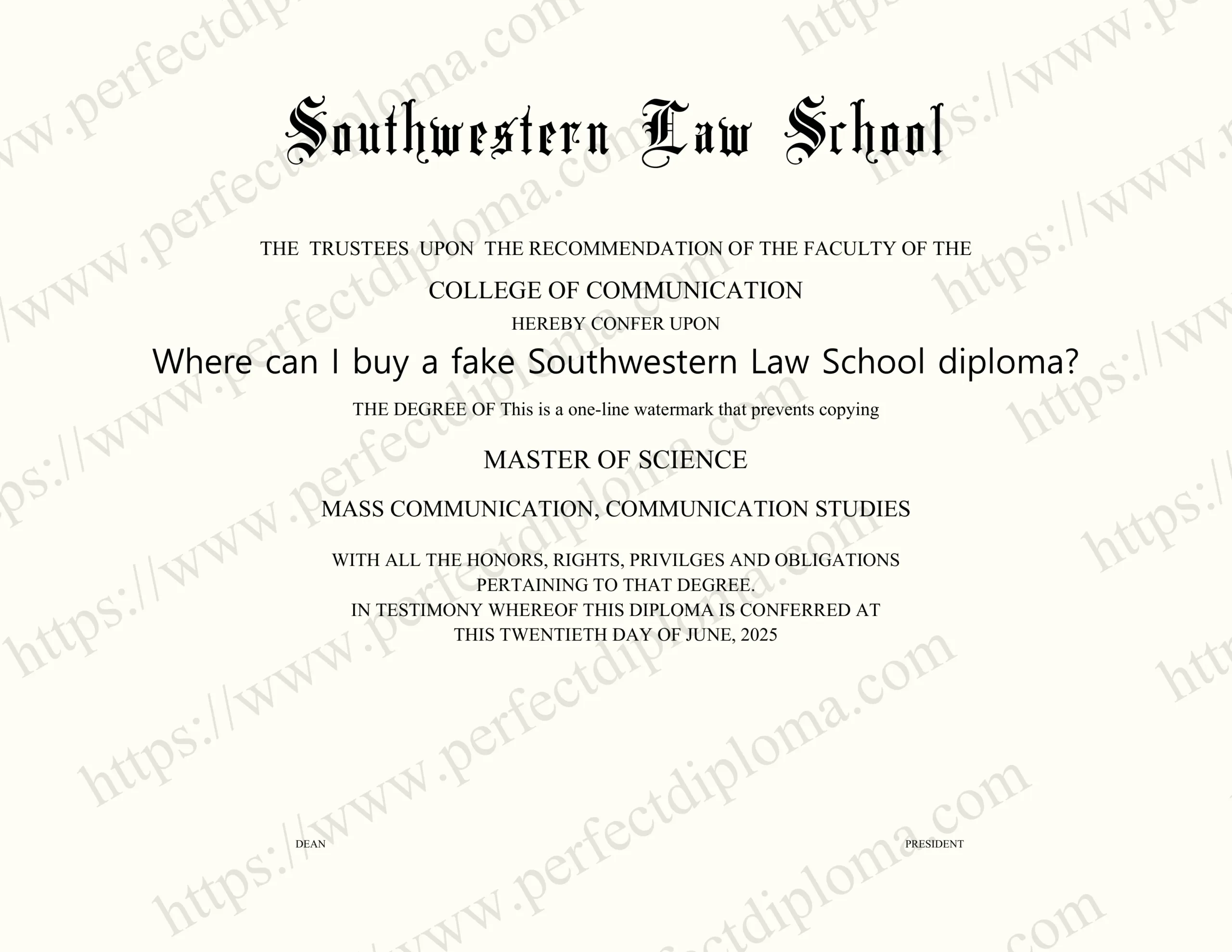 Where can I buy a fake Southwestern Law School diploma?