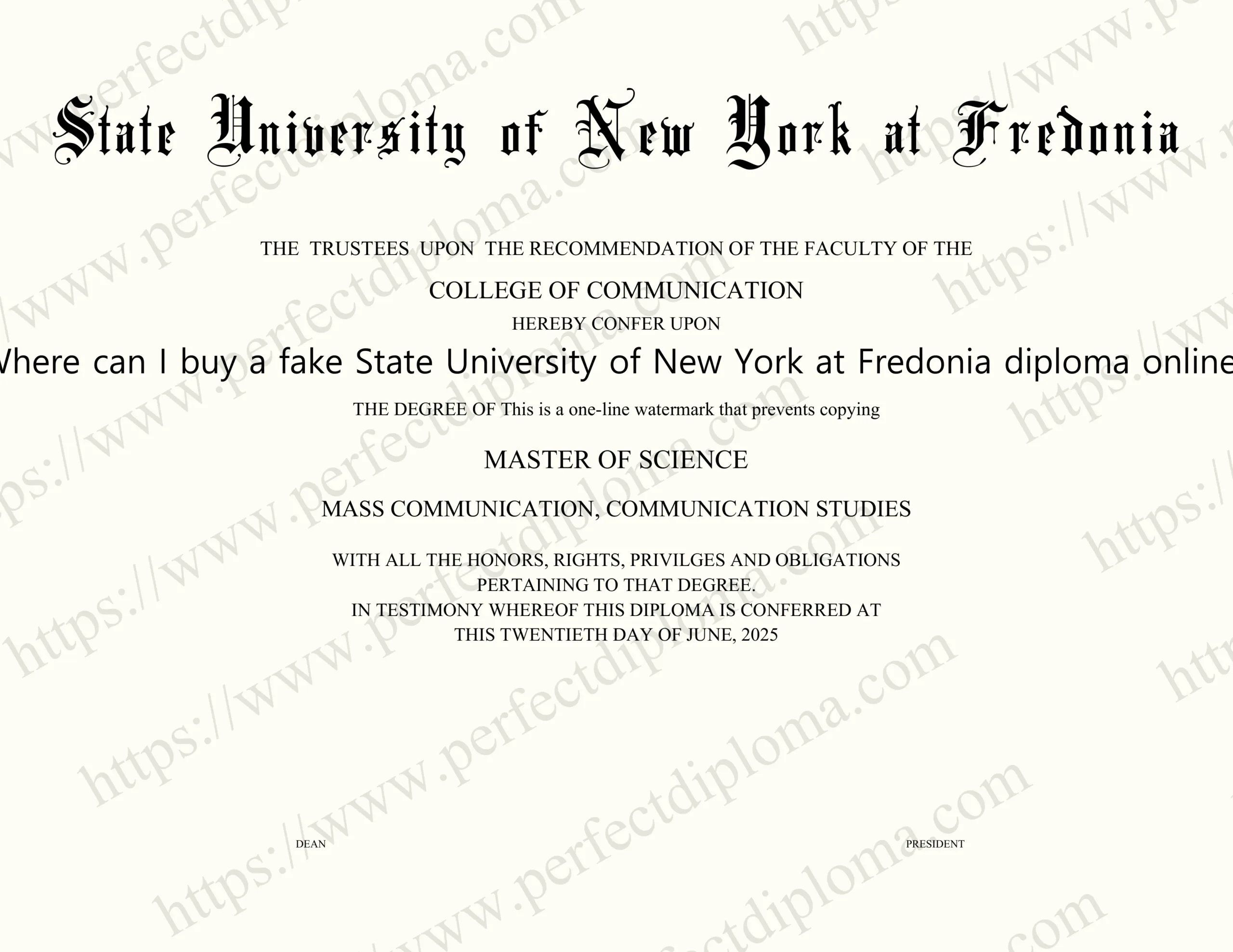 Where can I buy a fake State University of New York at Fredonia diploma online?