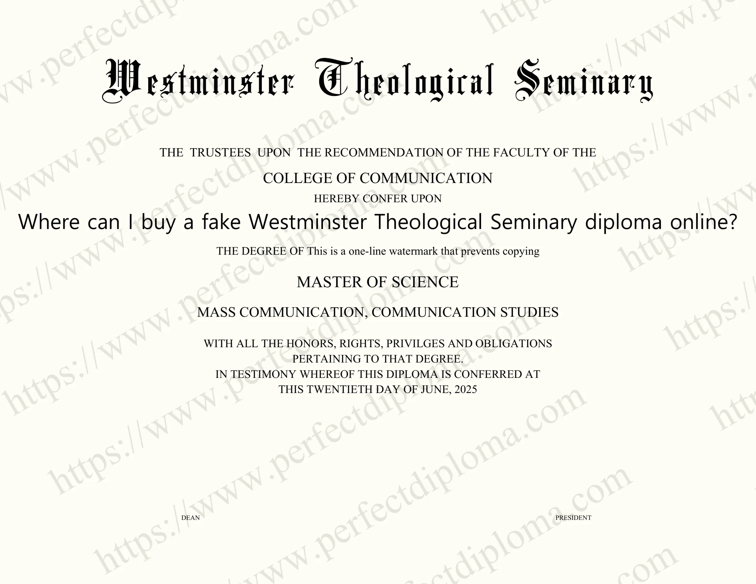 Where can I buy a fake Westminster Theological Seminary diploma online?