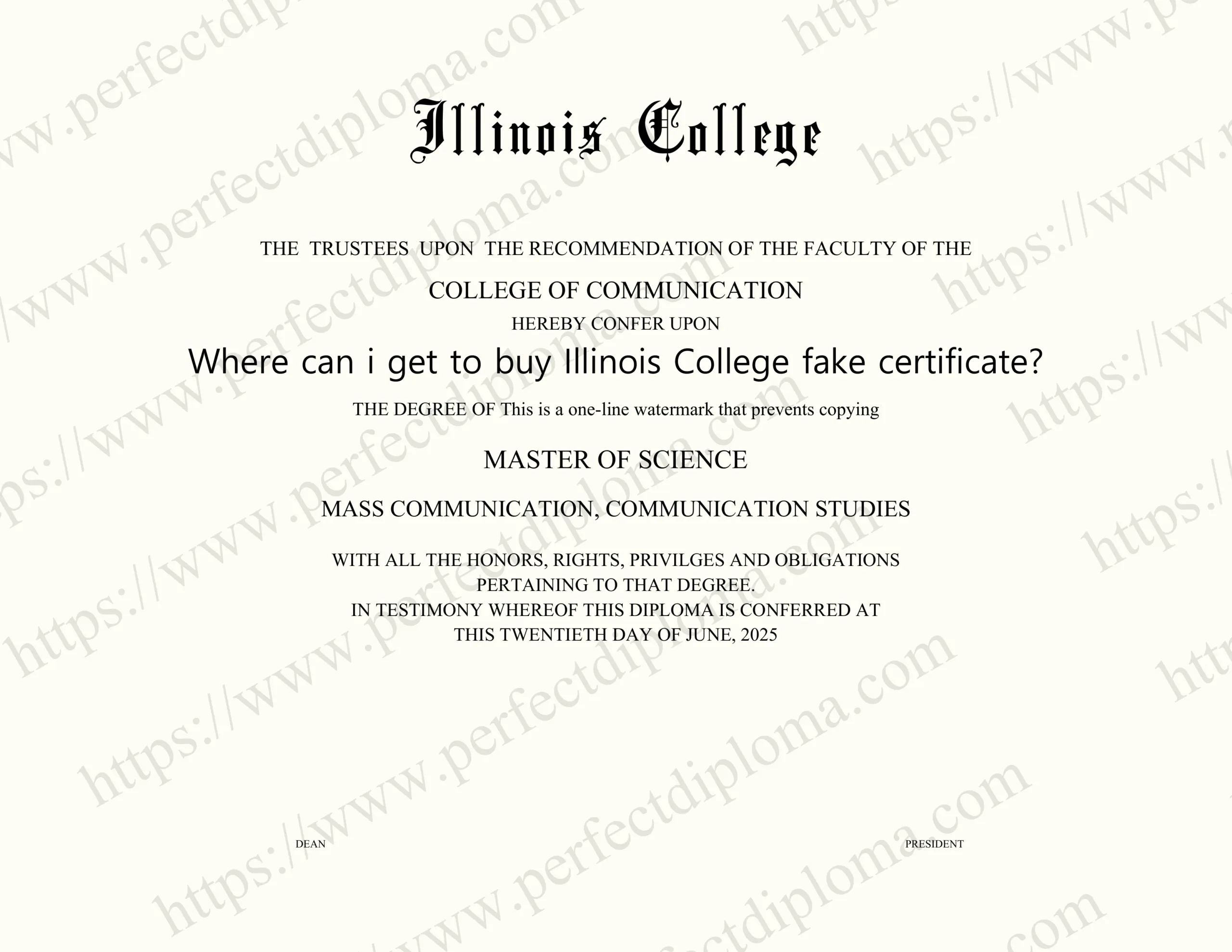 Where can i get to buy Illinois College fake certificate?