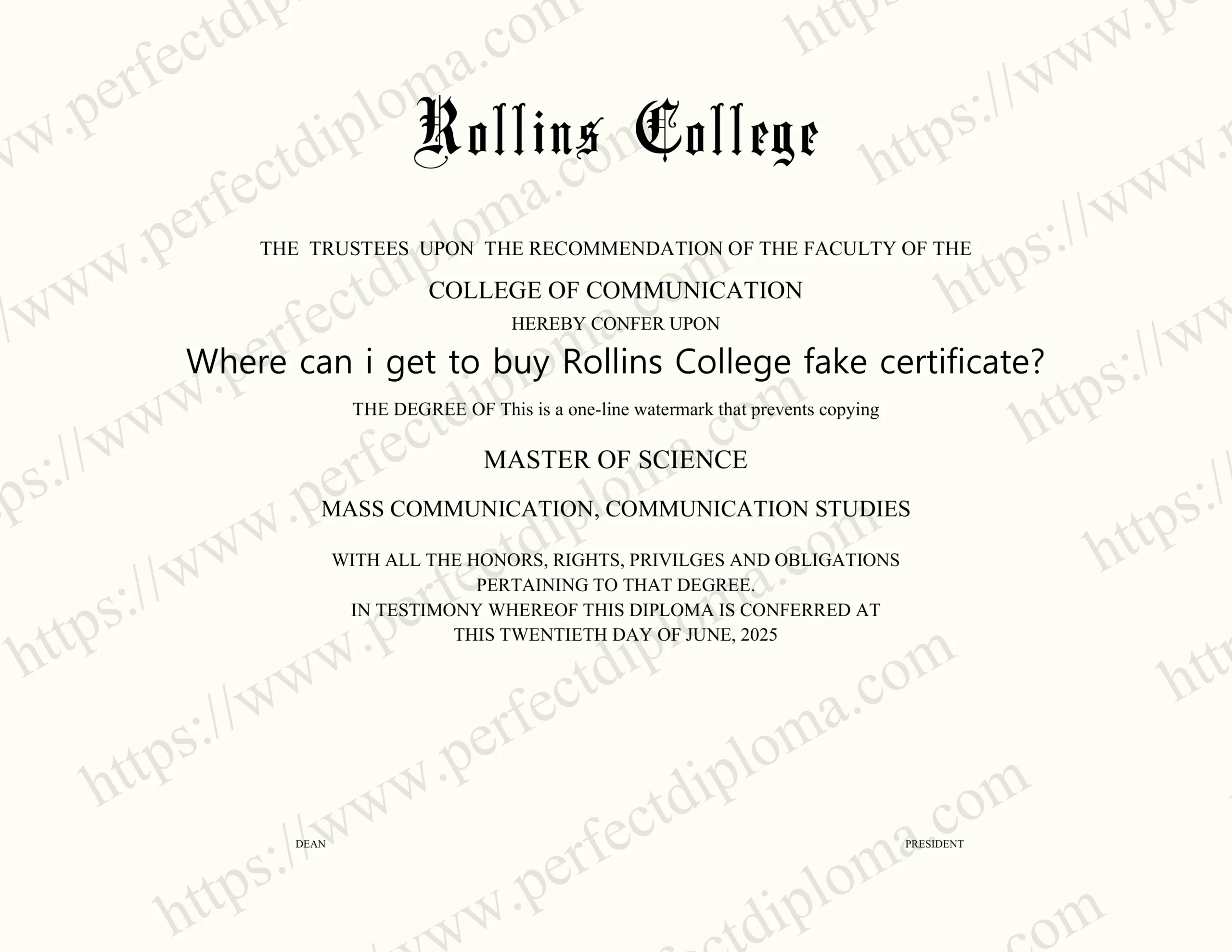 Where can i get to buy Rollins College fake certificate?