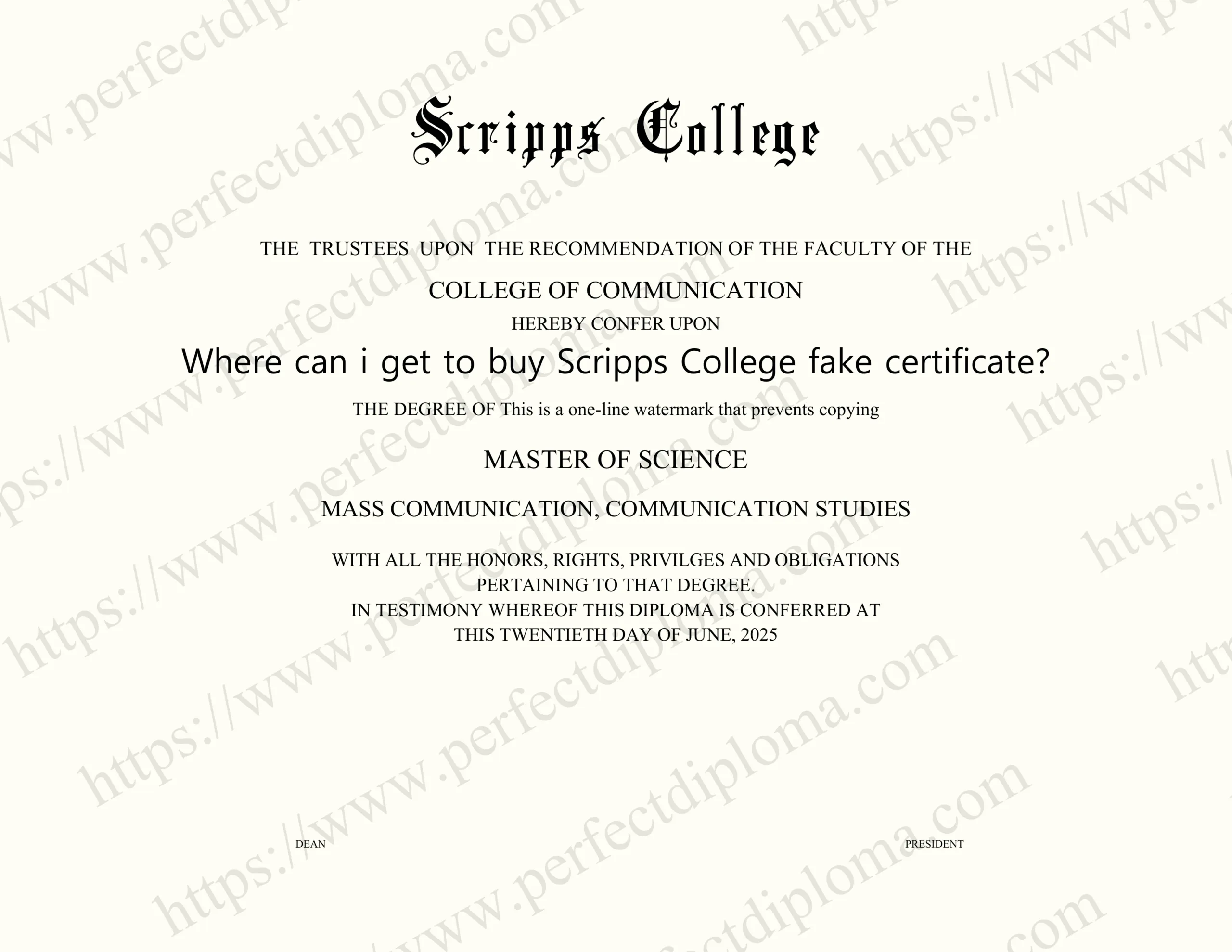 Where can i get to buy Scripps College fake certificate?