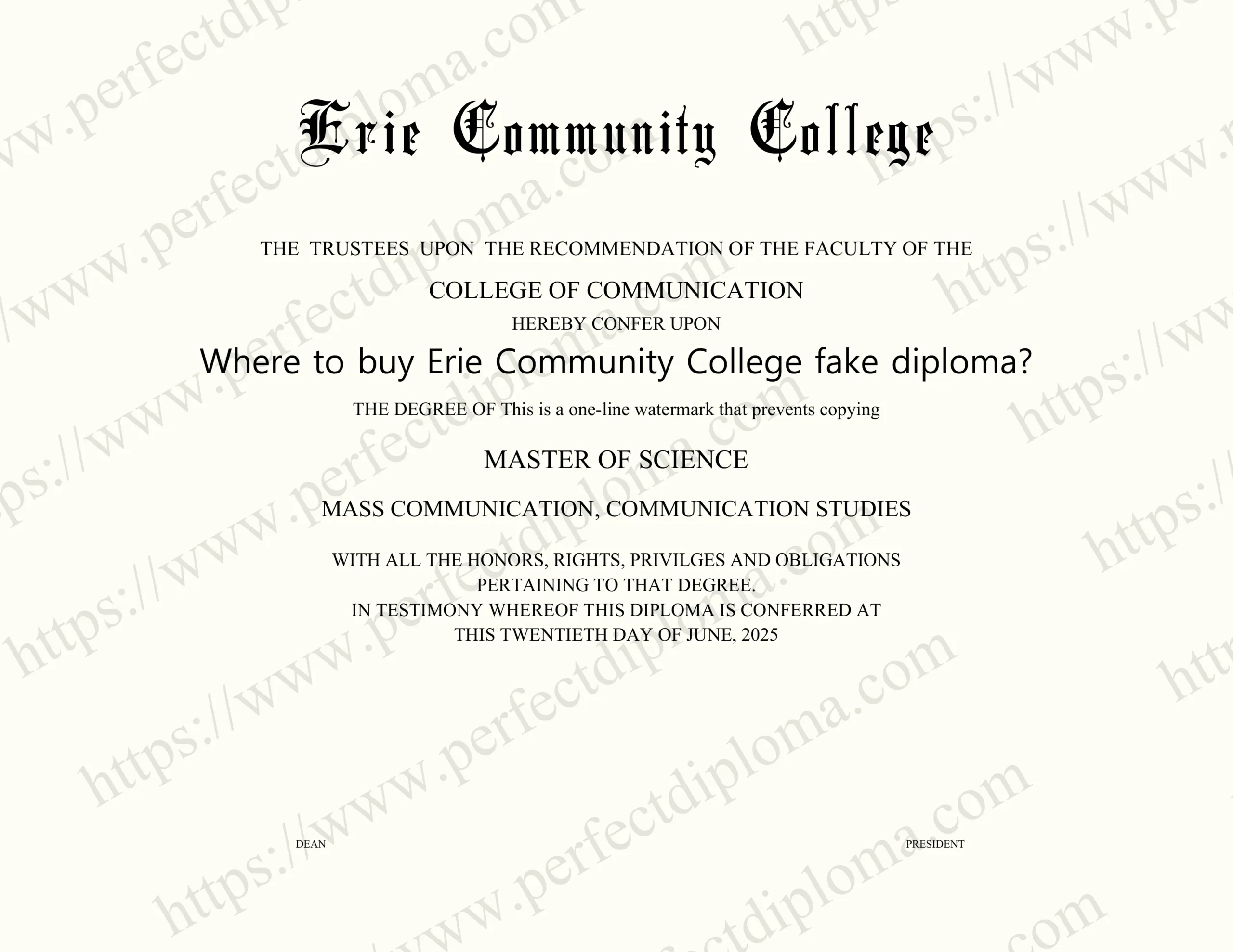 Where to buy Erie Community College fake diploma?