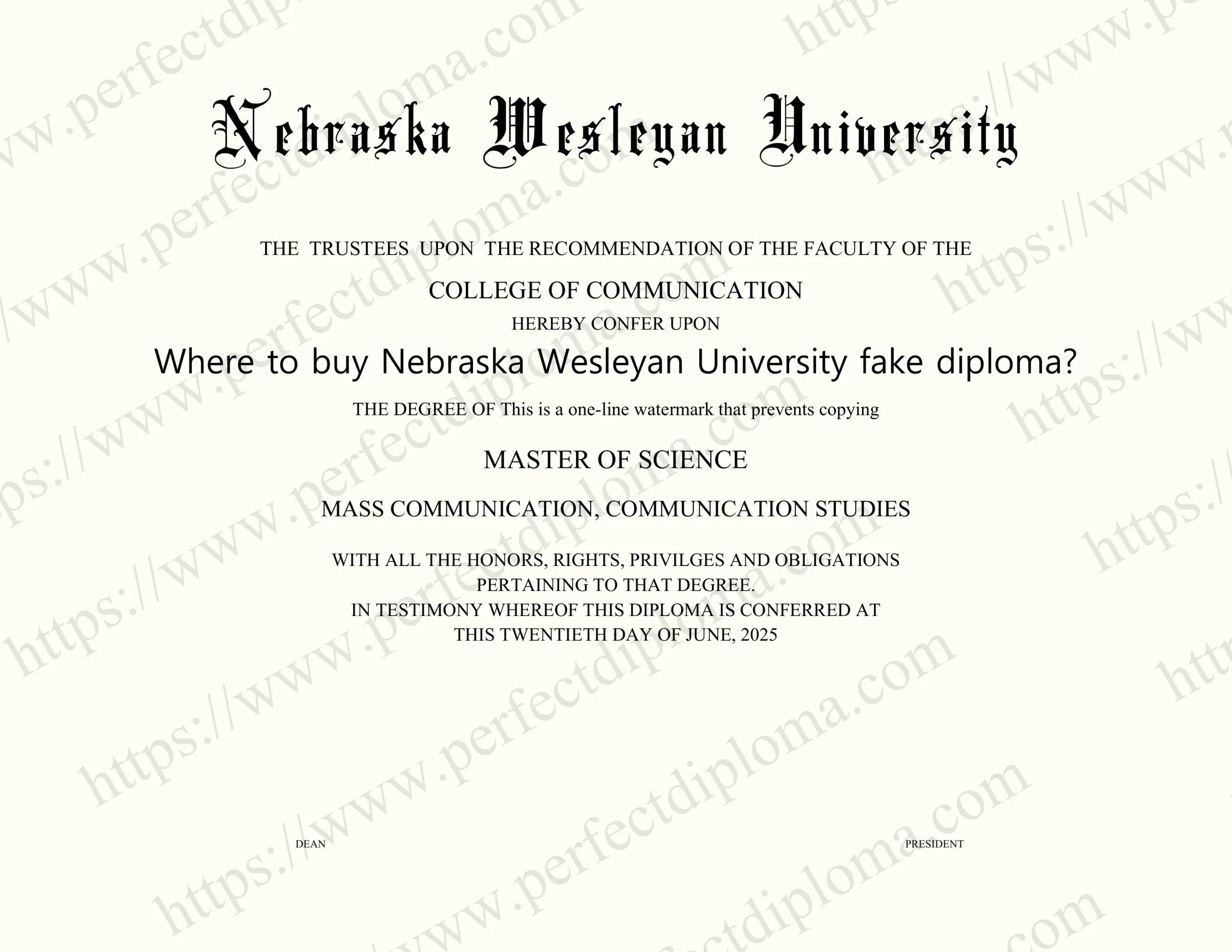 Where to buy Nebraska Wesleyan University fake diploma?