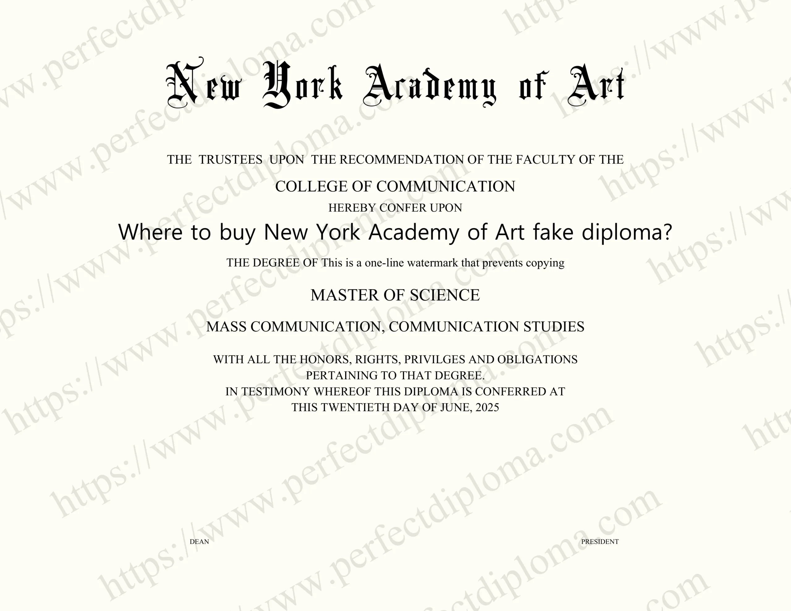 Where to buy New York Academy of Art fake diploma?