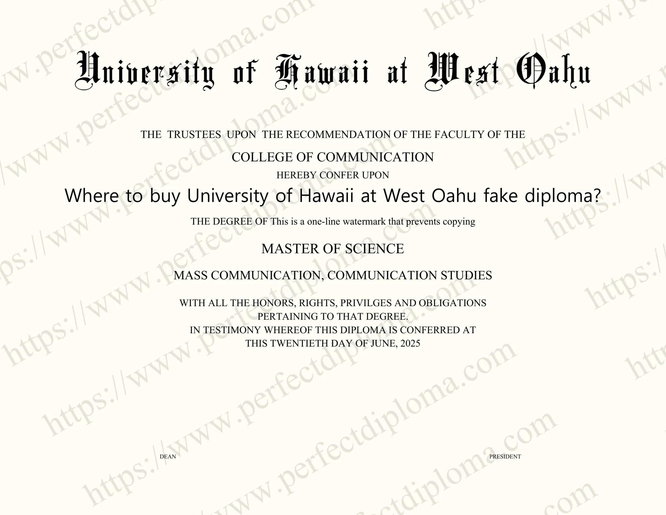 Where to buy University of Hawaii at West Oahu fake diploma?