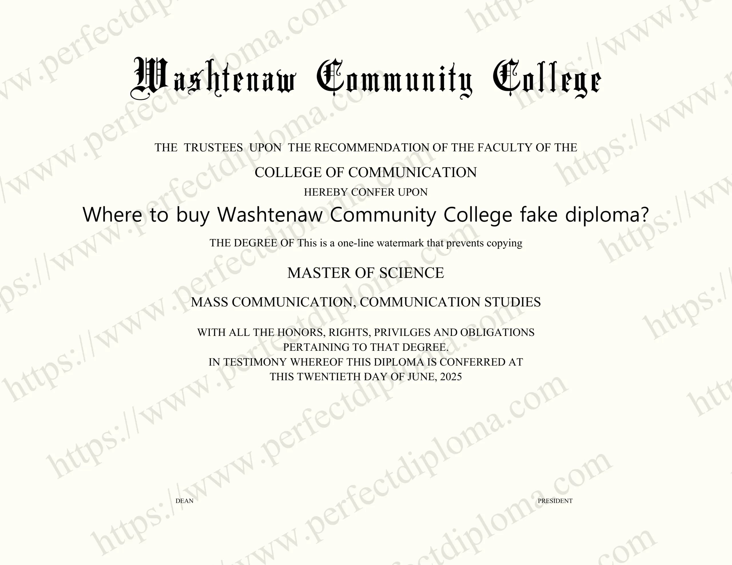 Where to buy Washtenaw Community College fake diploma?