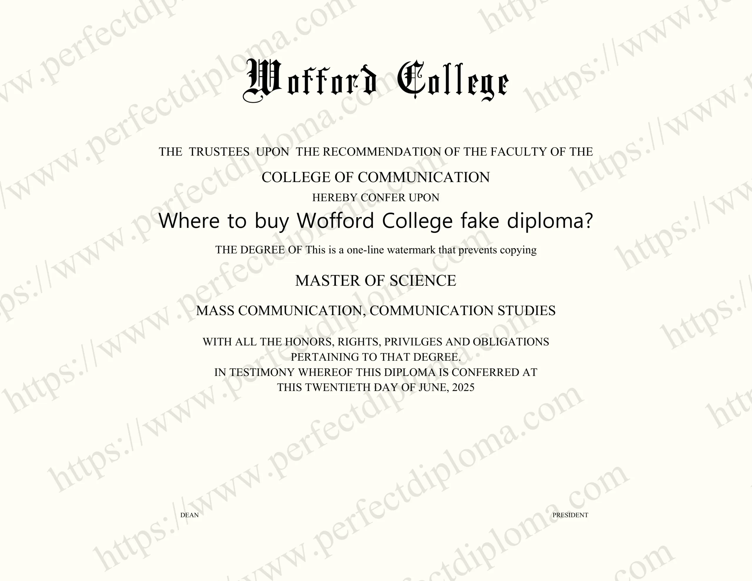 Where to buy Wofford College fake diploma?