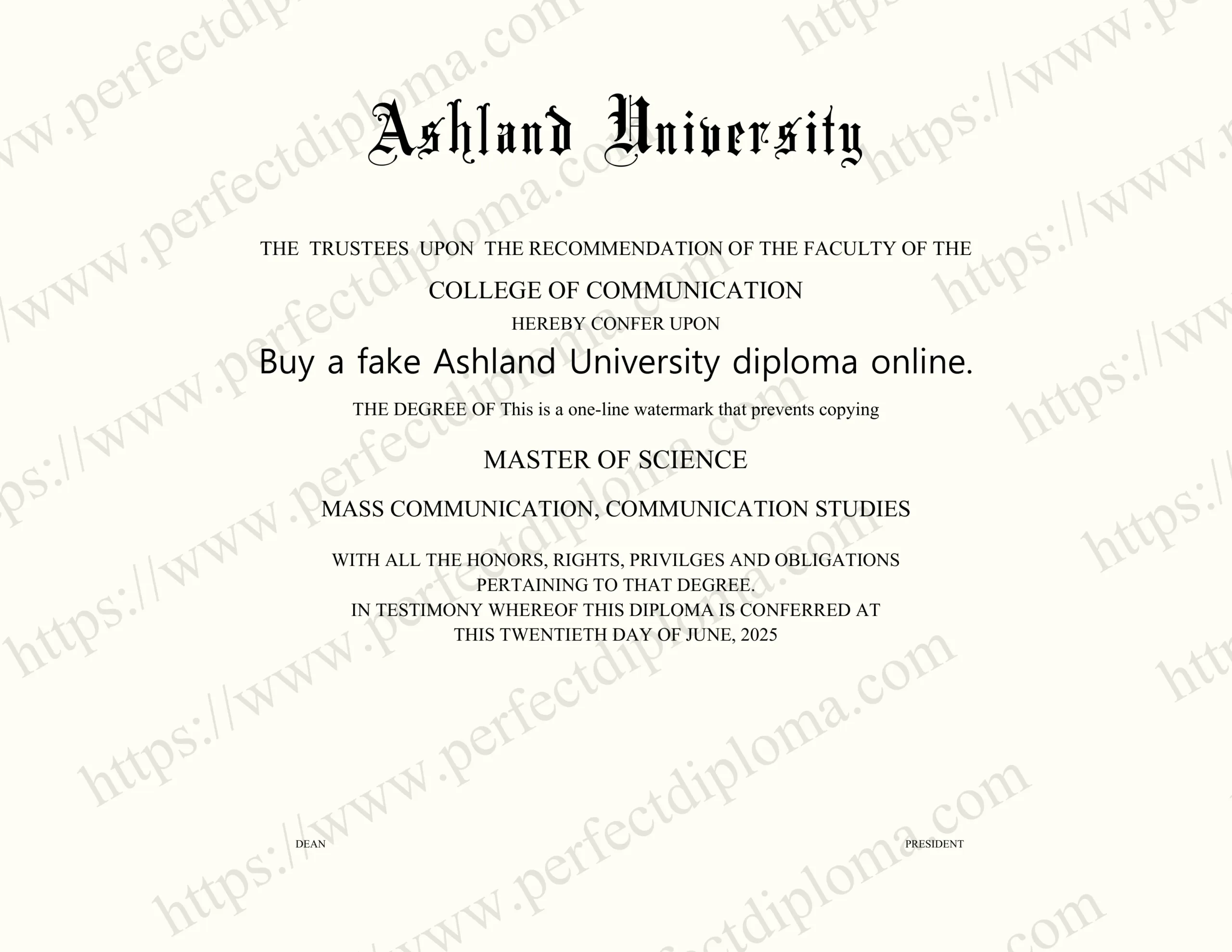 Buy a fake Ashland University diploma online.