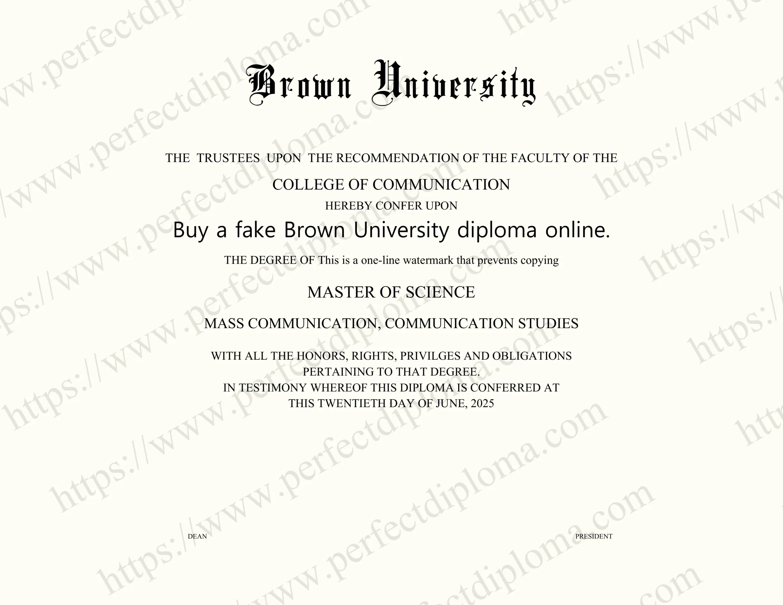 Buy a fake Brown University diploma online.