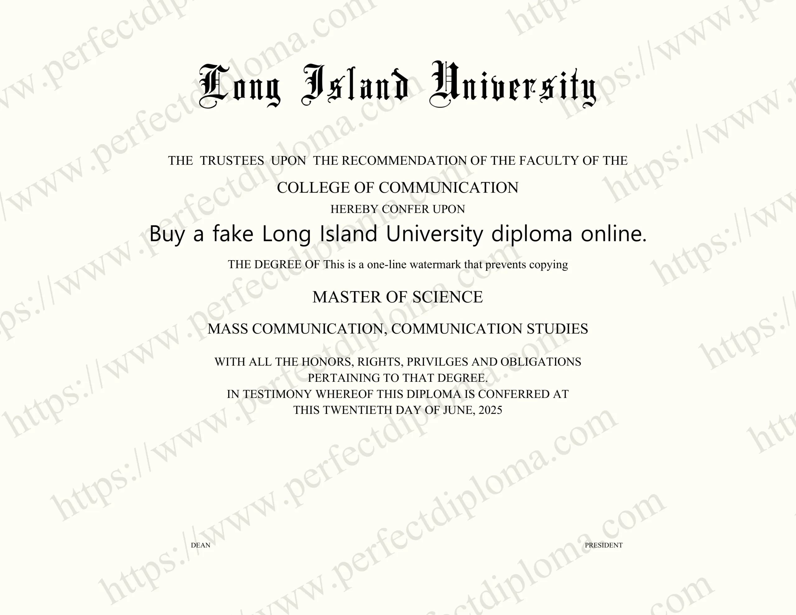 Buy a fake Long Island University diploma online.