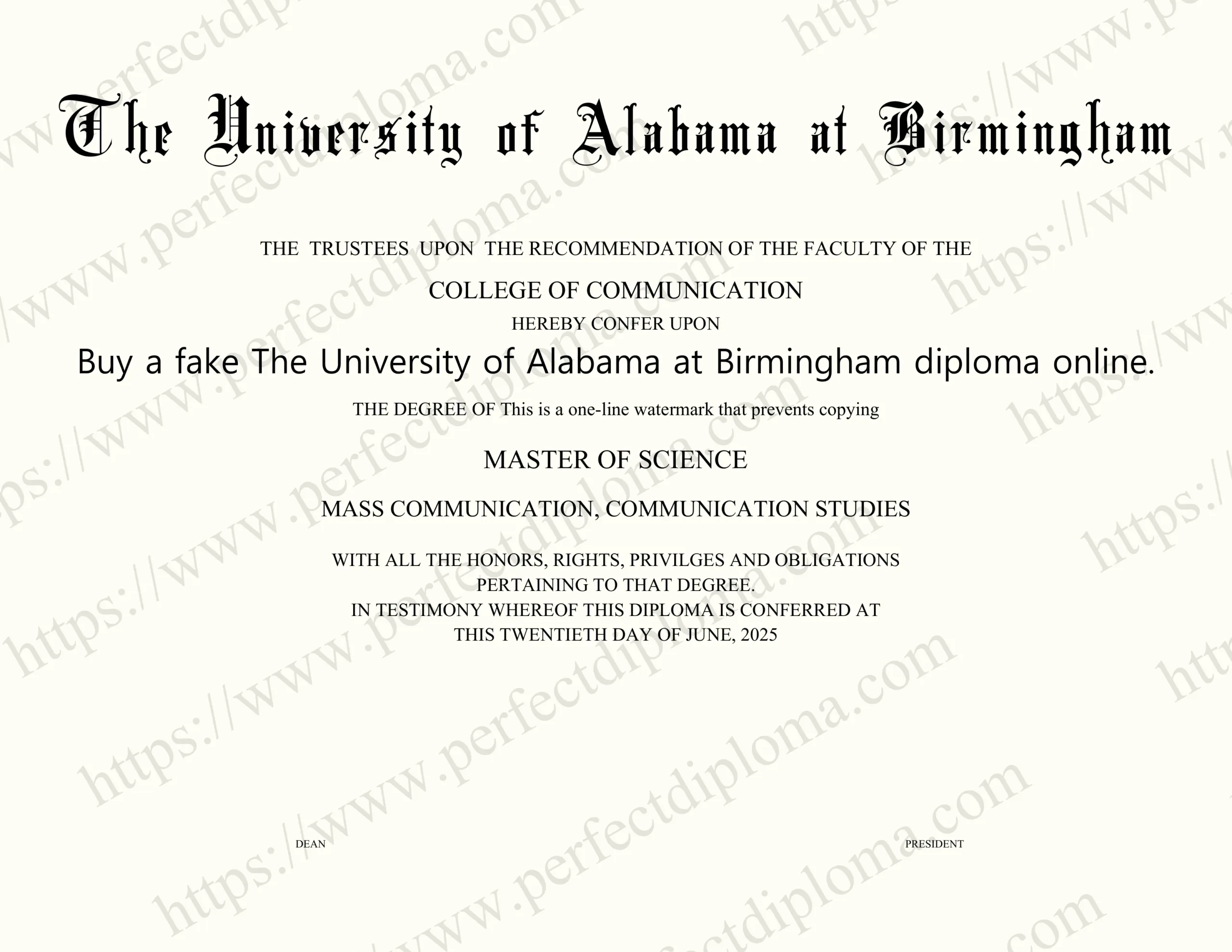 Buy a fake The University of Alabama at Birmingham diploma online.