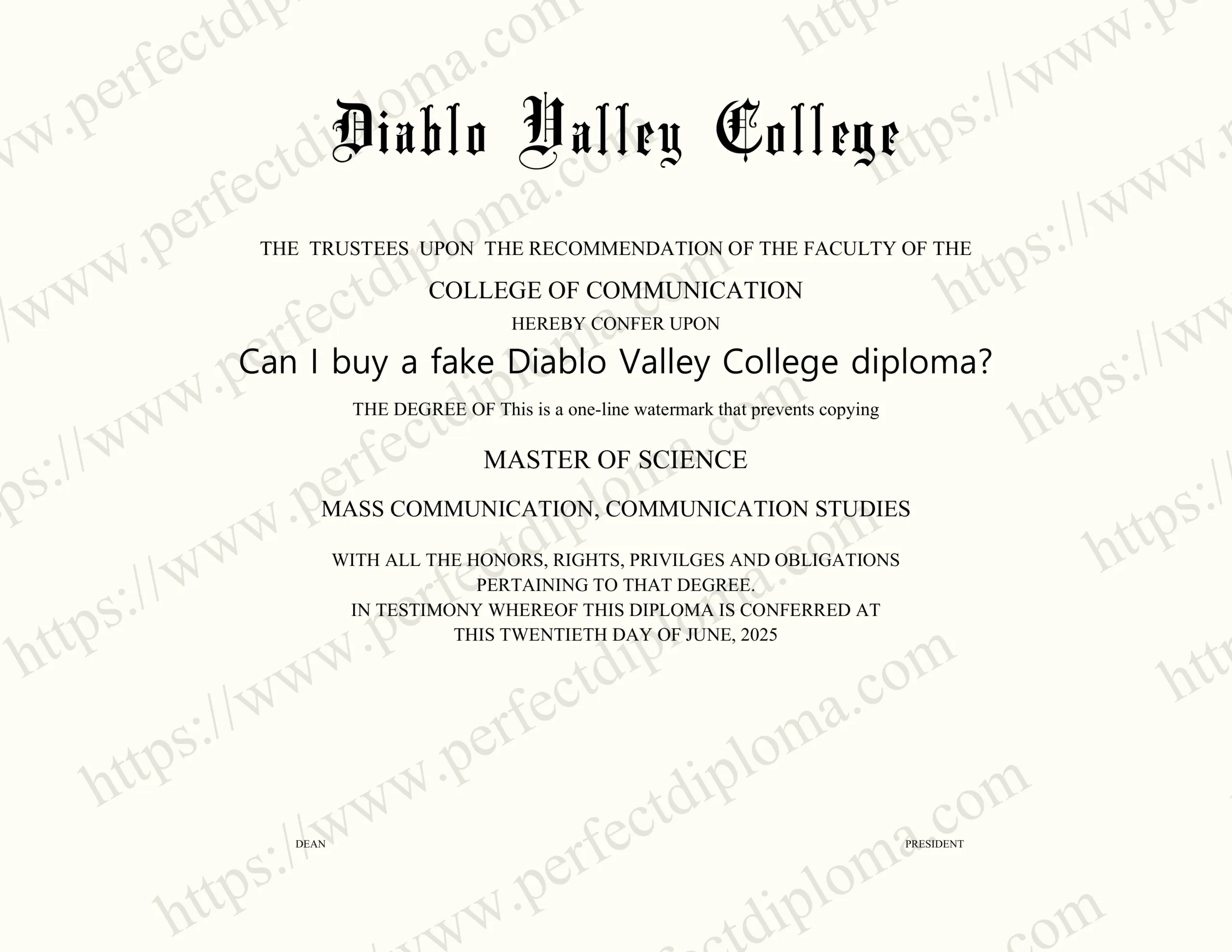 Can I buy a fake Diablo Valley College diploma?
