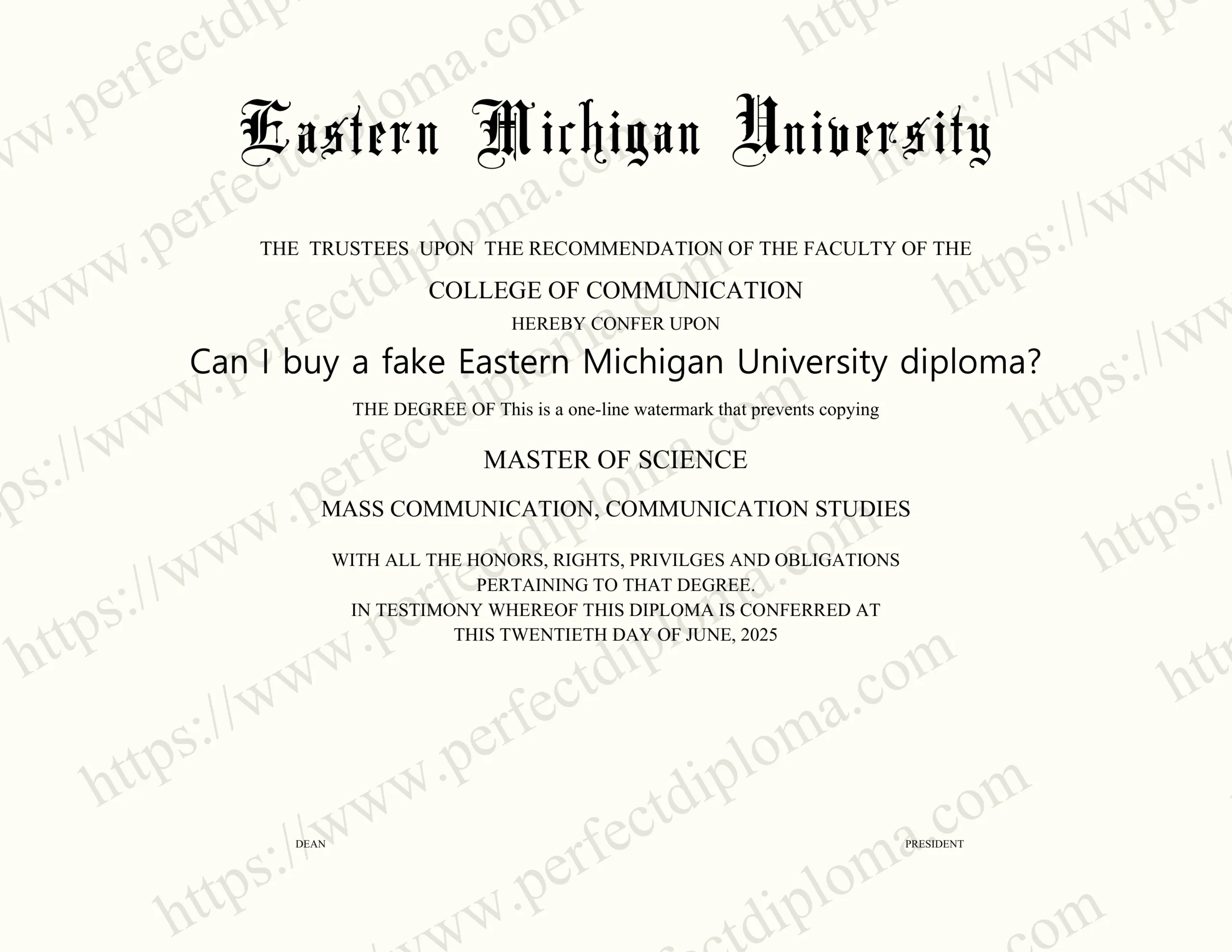 Can I buy a fake Eastern Michigan University diploma?