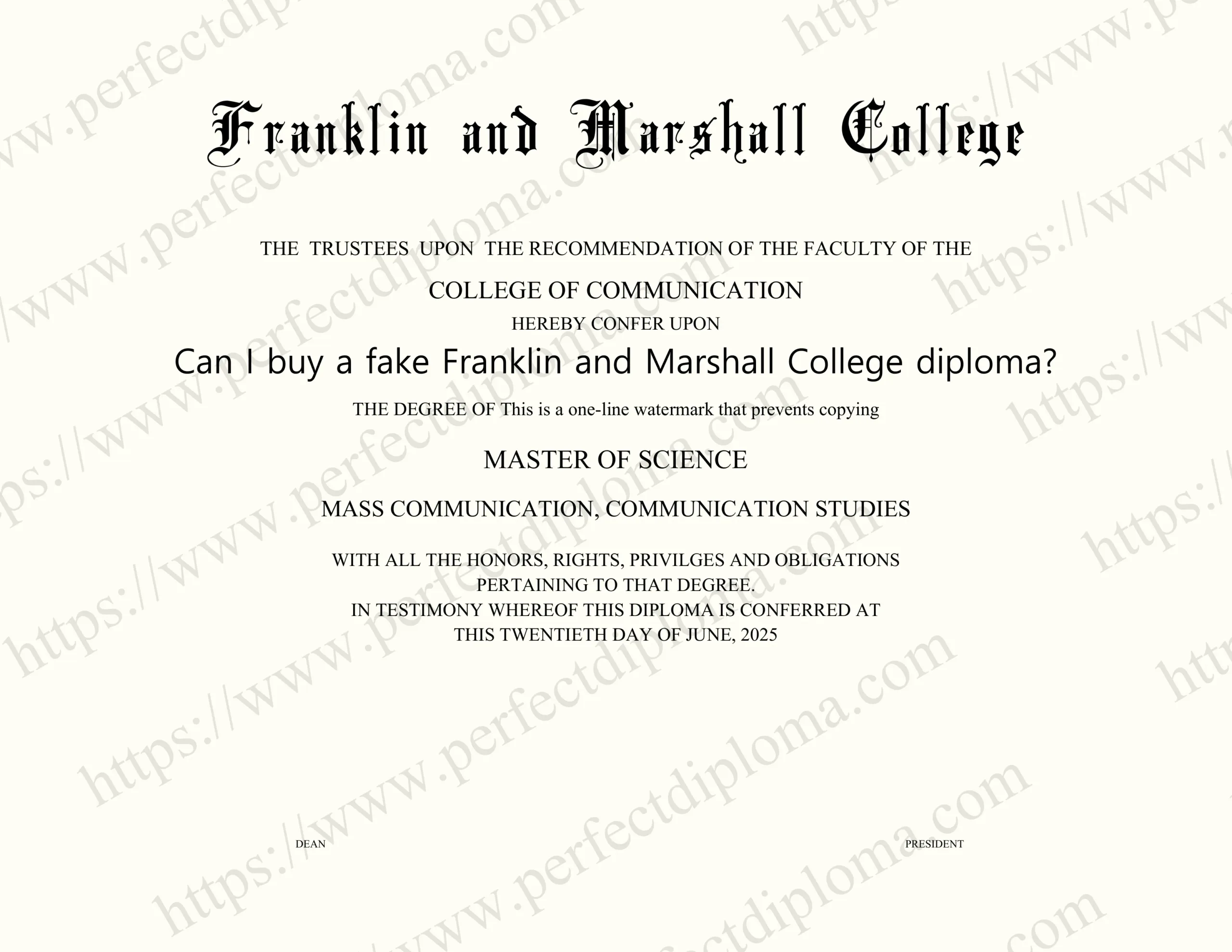 Can I buy a fake Franklin and Marshall College diploma?