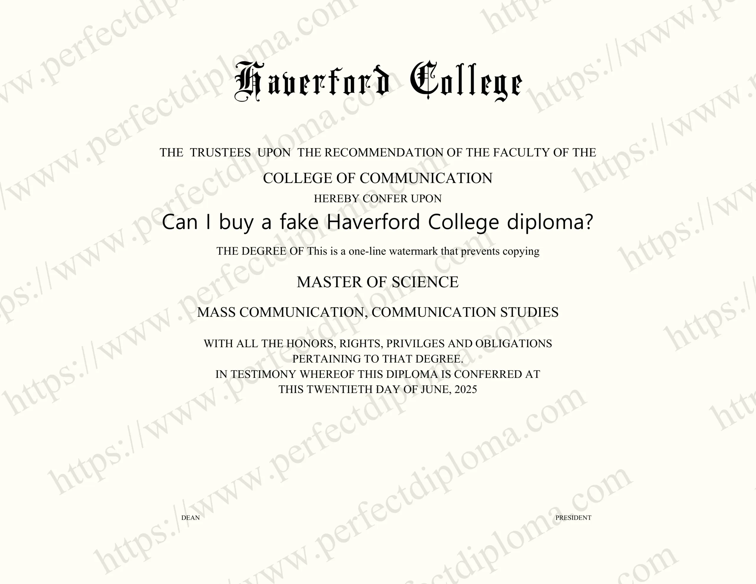 Can I buy a fake Haverford College diploma?