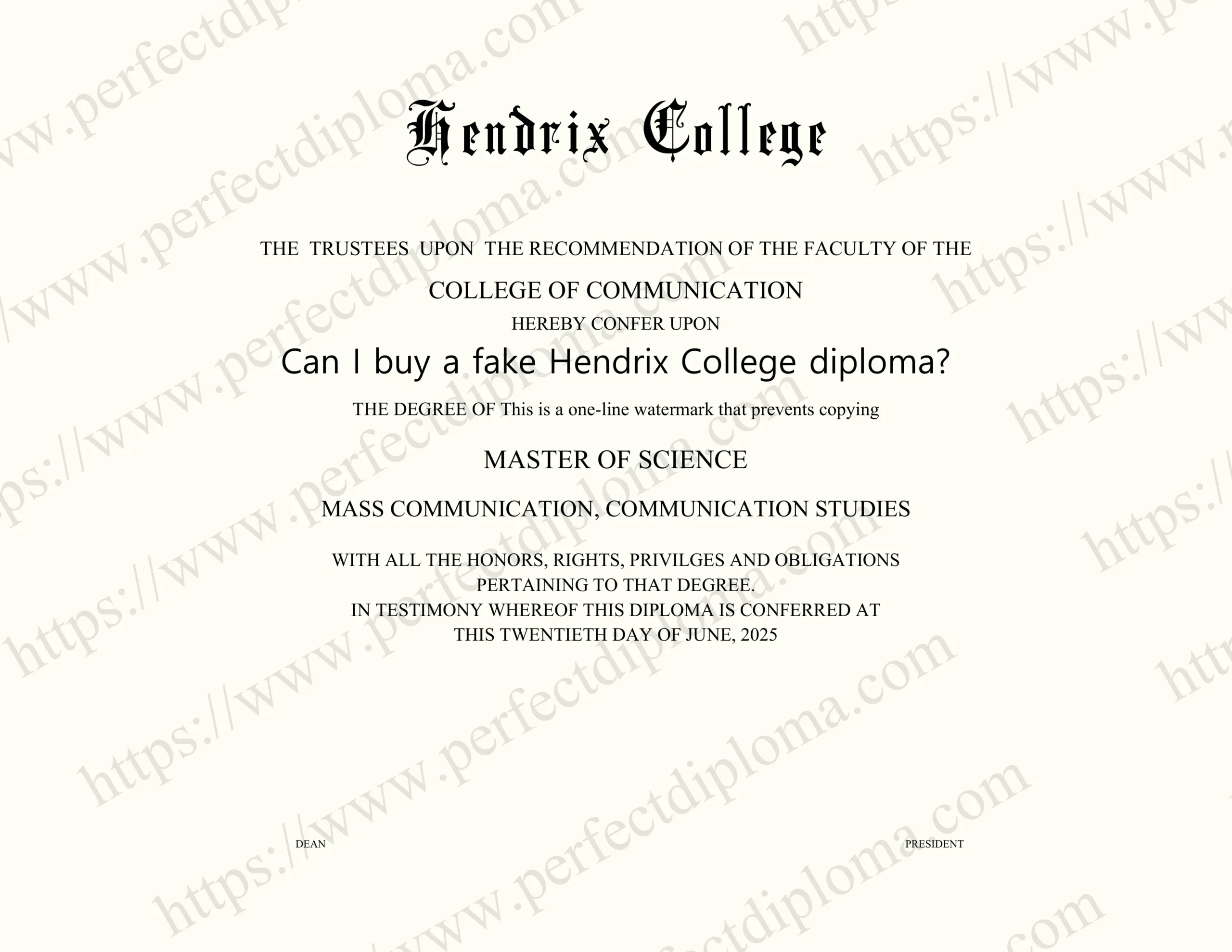 Can I buy a fake Hendrix College diploma?