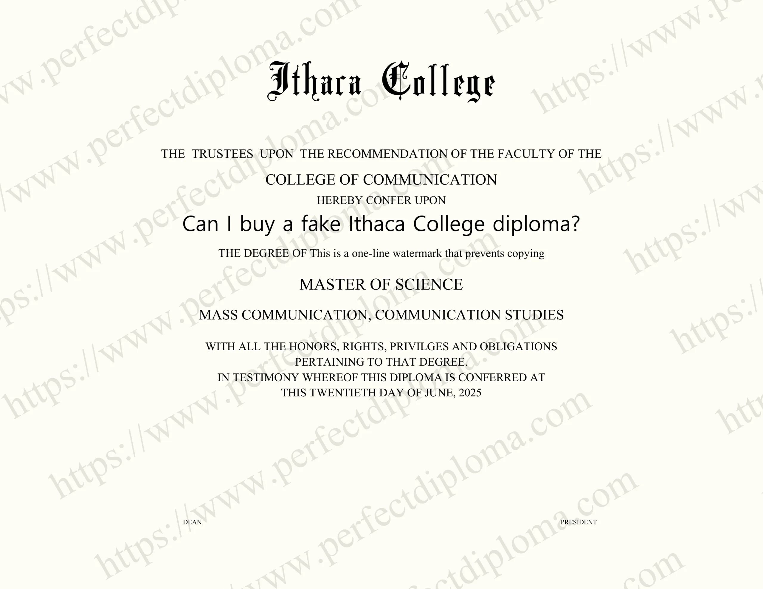Can I buy a fake Ithaca College diploma?