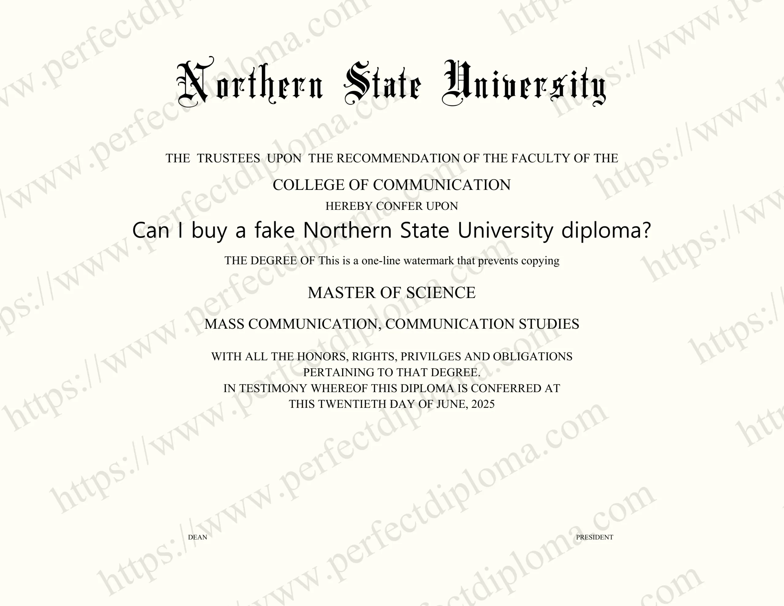 Can I buy a fake Northern State University diploma?