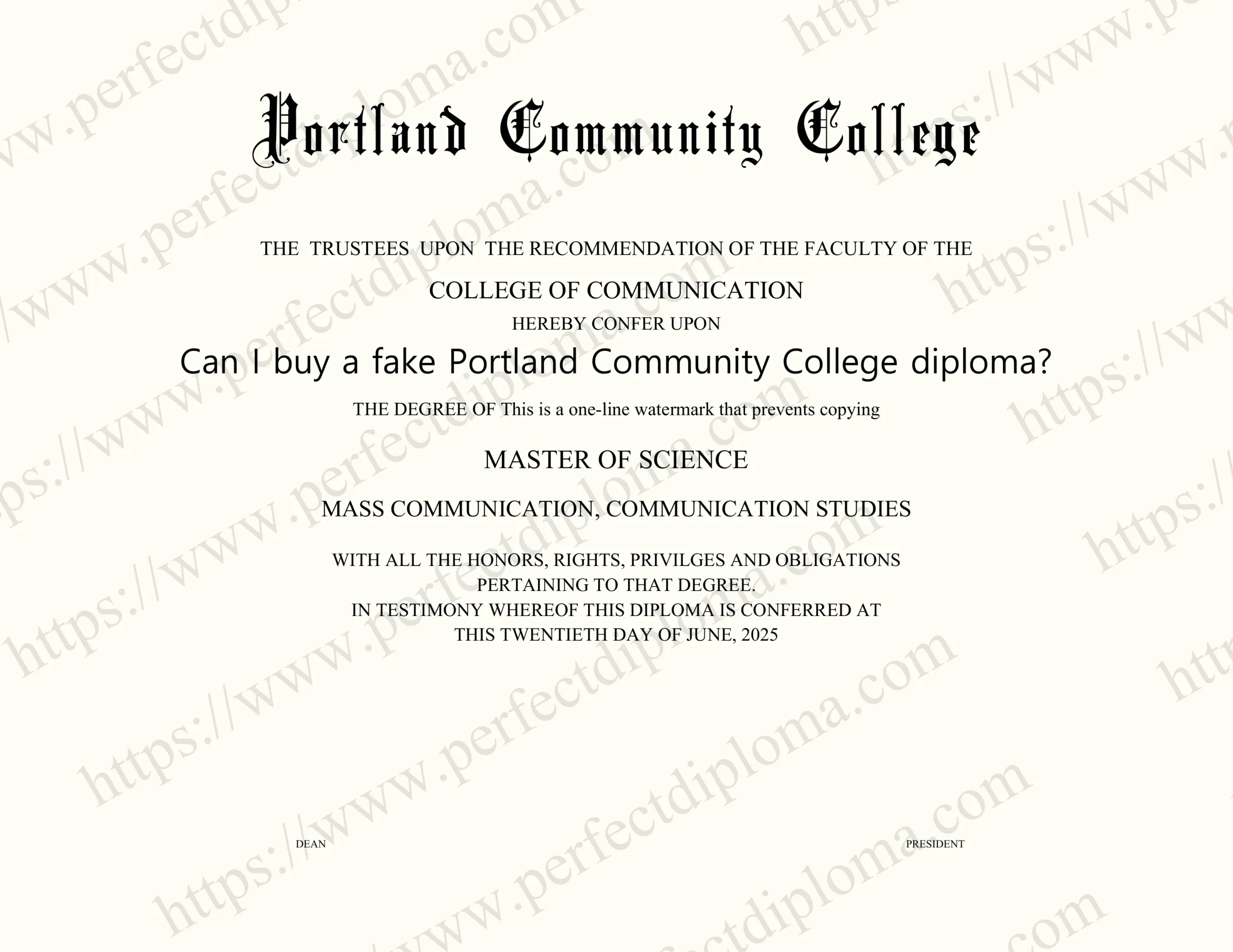 Can I buy a fake Portland Community College diploma?