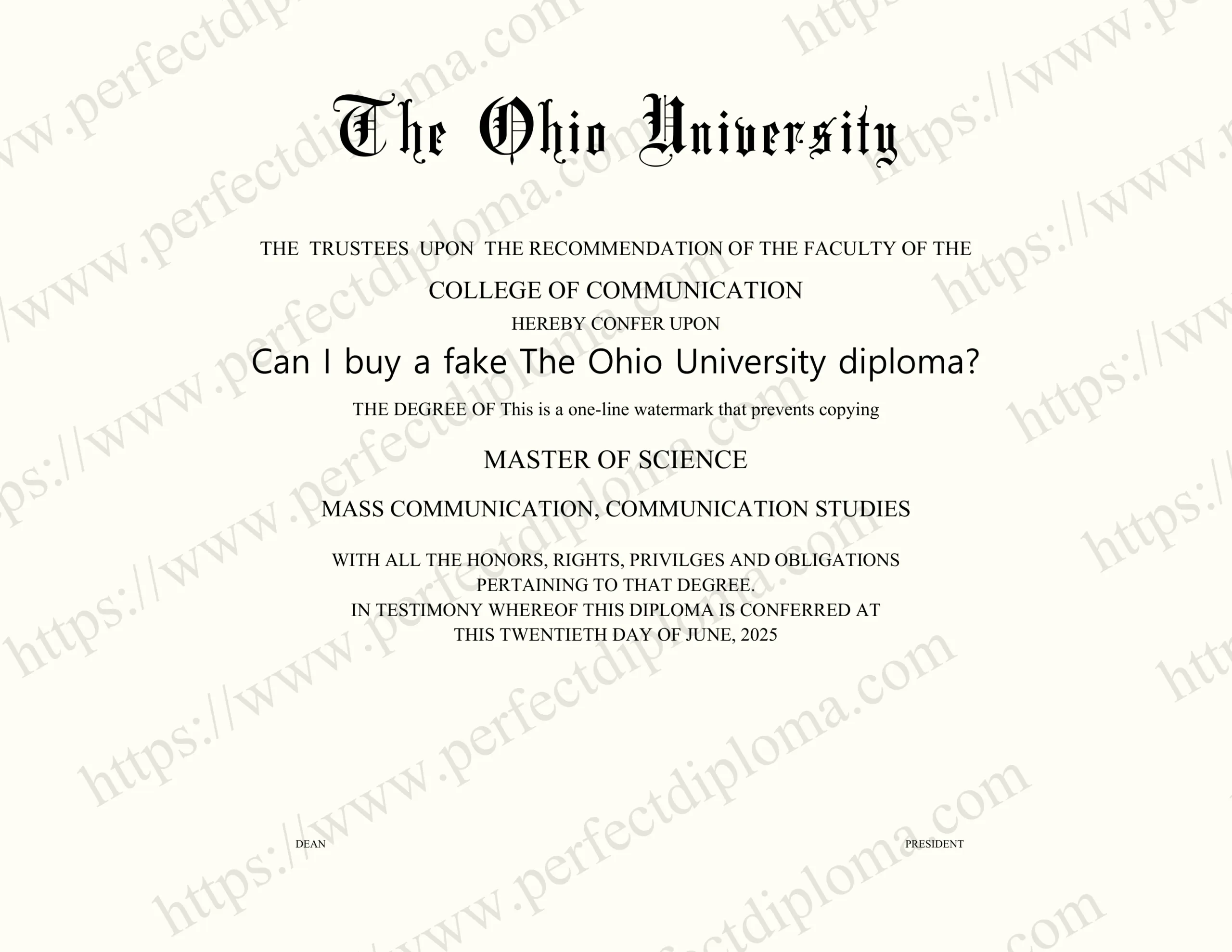 Can I buy a fake The Ohio University diploma?