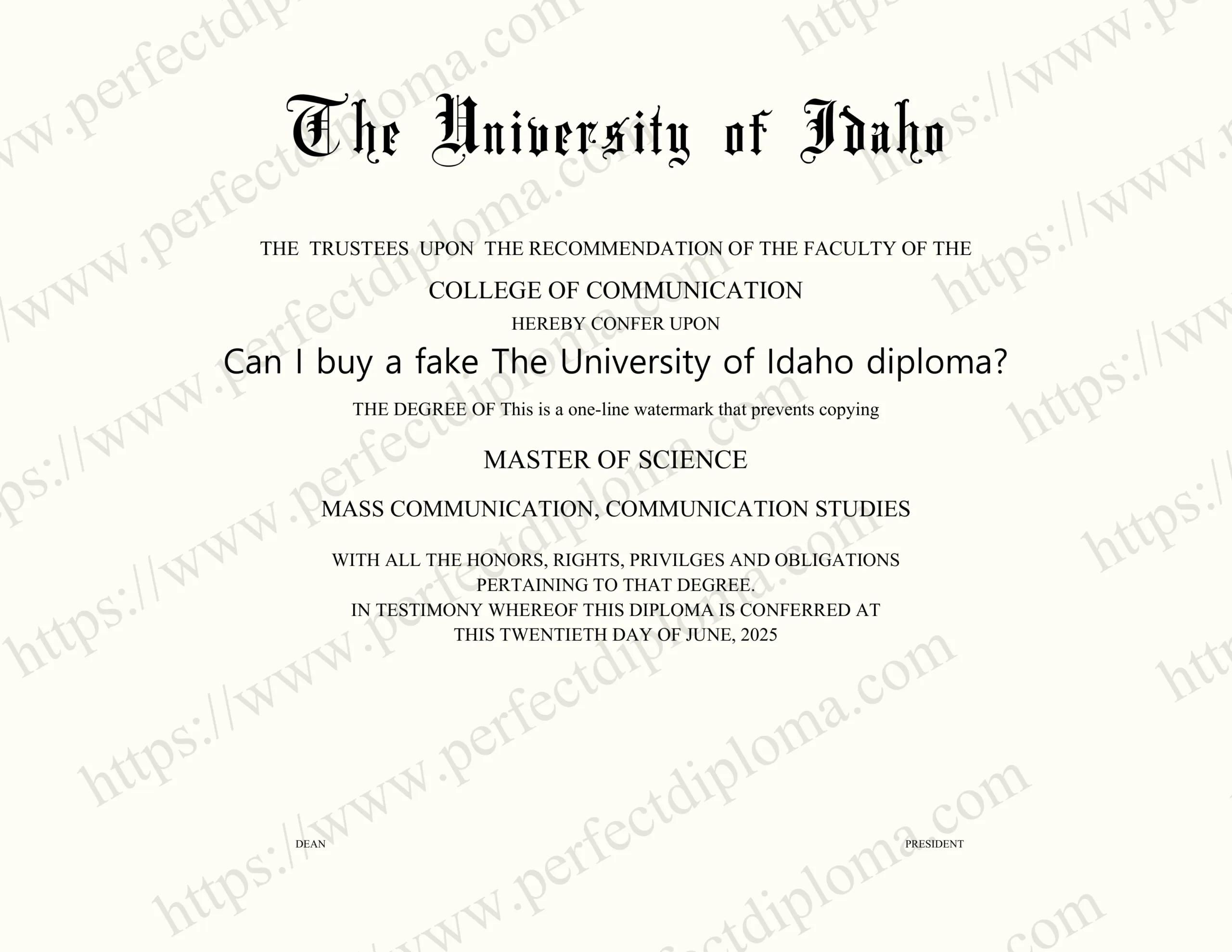 Can I buy a fake The University of Idaho diploma?