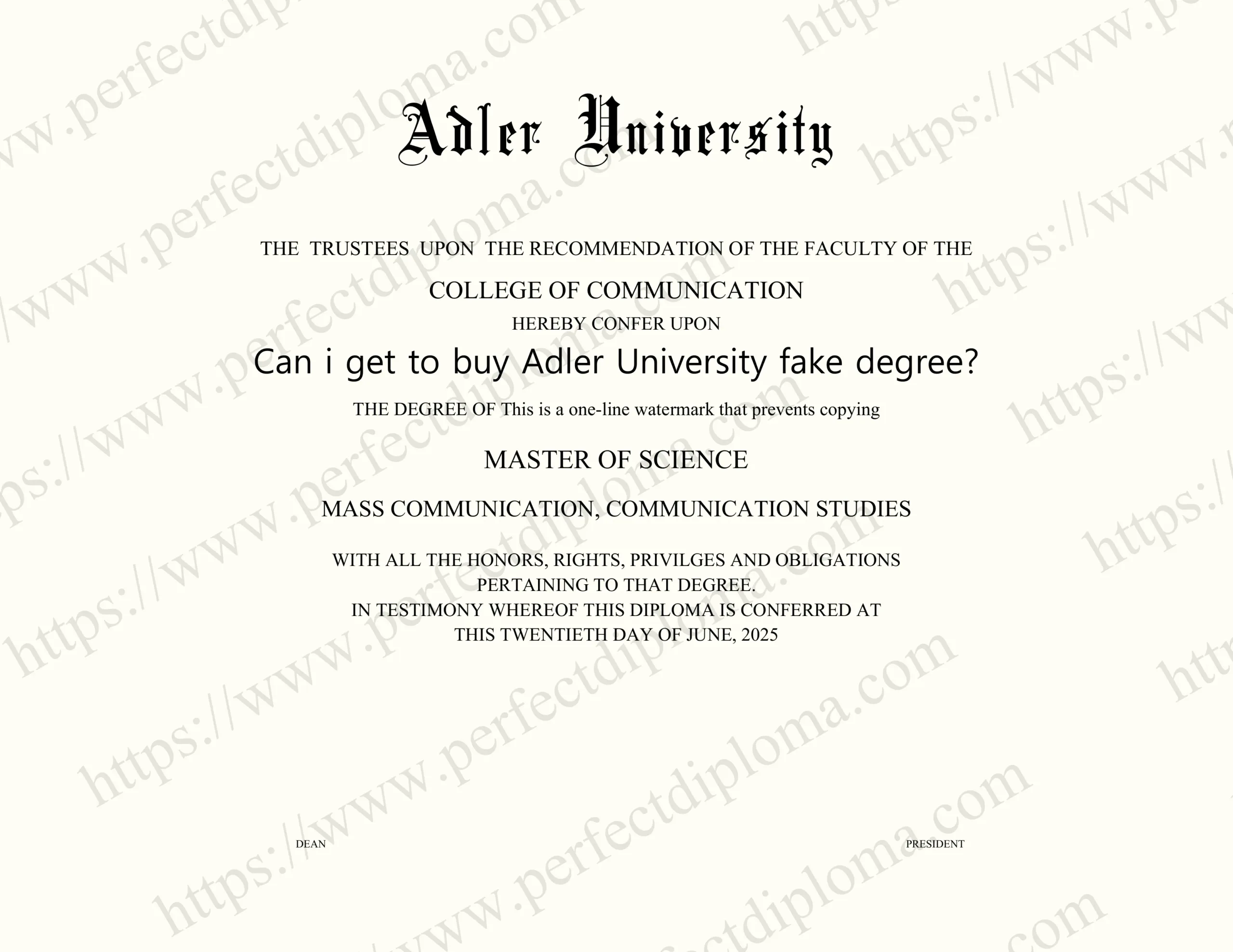 Can i get to buy Adler University fake degree?