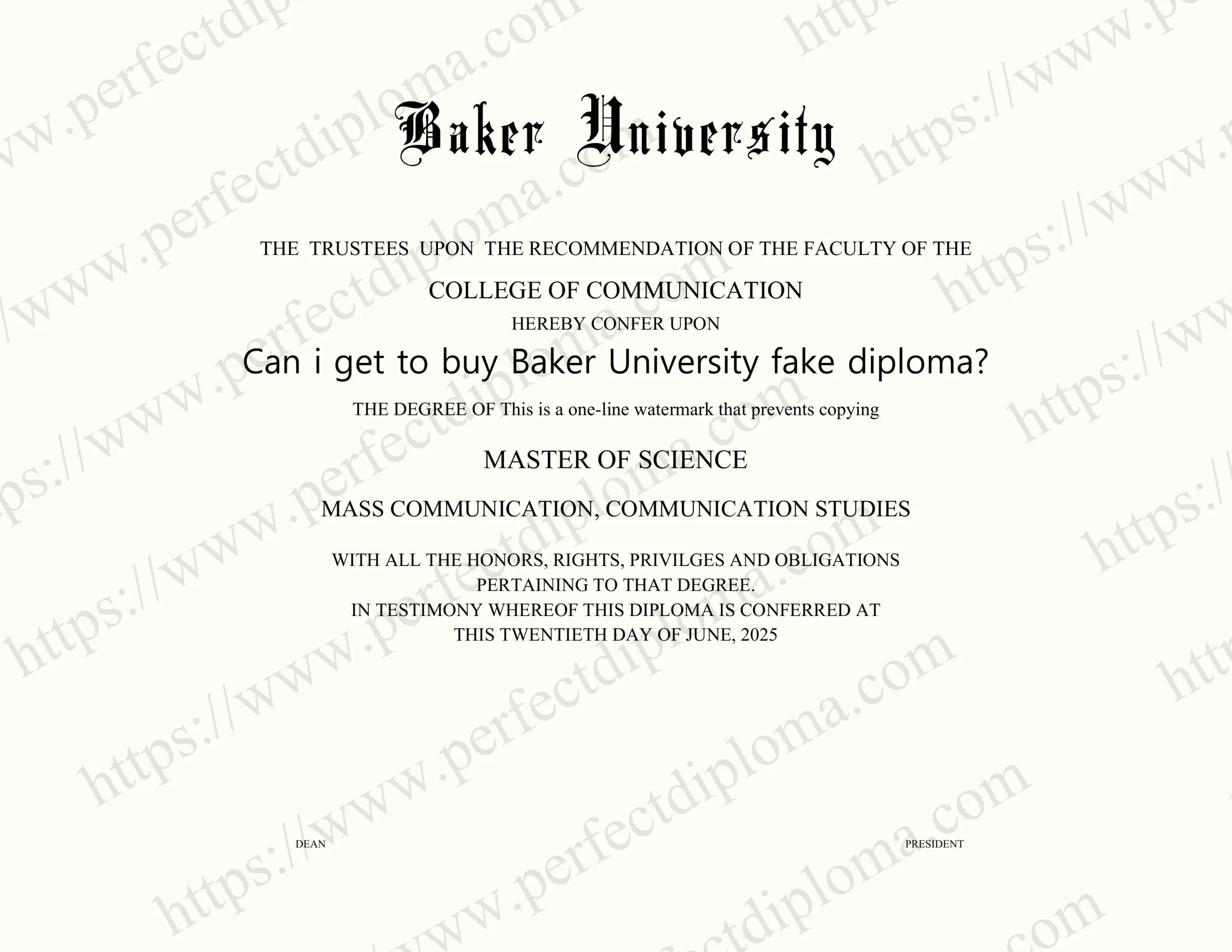 Can i get to buy Baker University fake diploma?