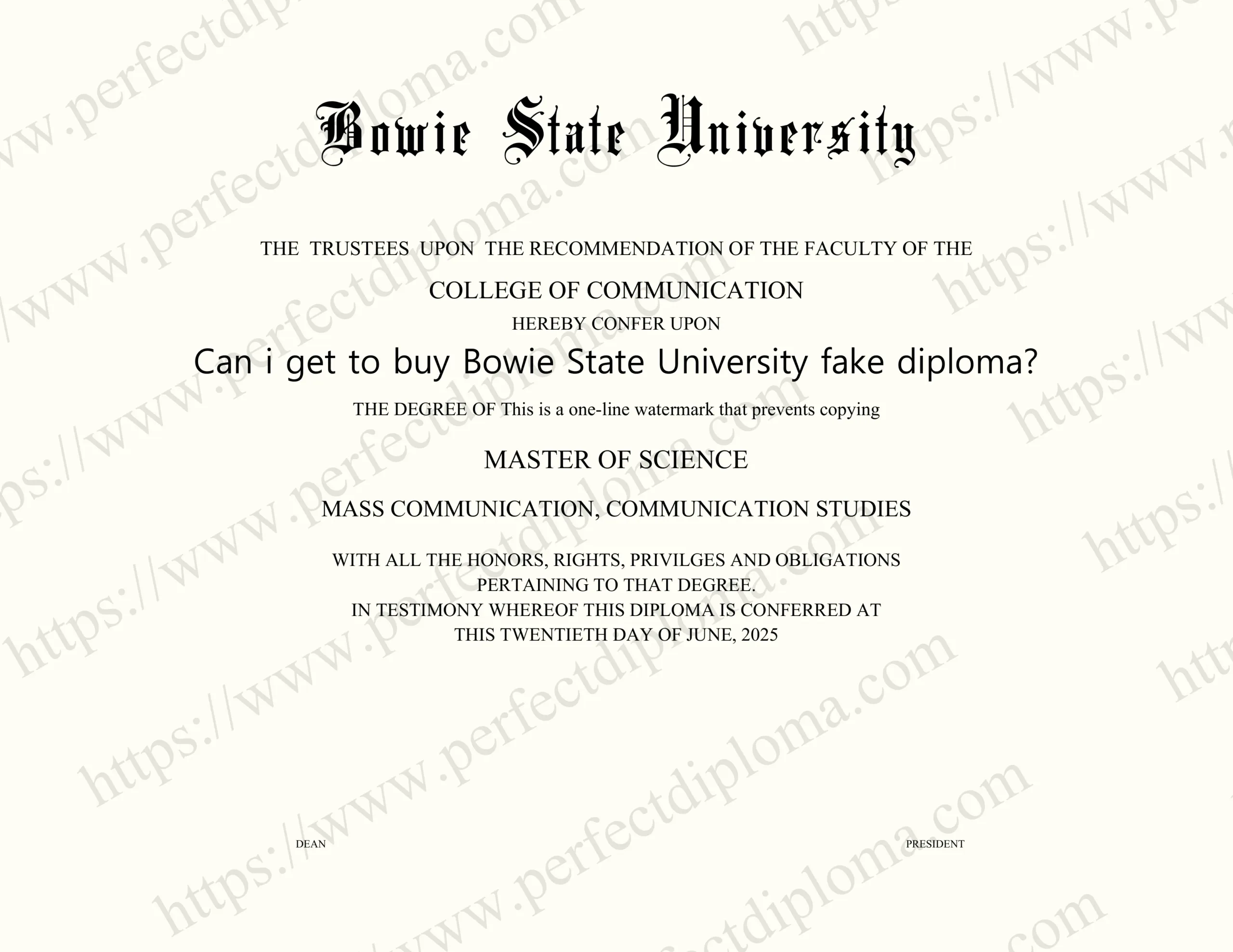 Can i get to buy Bowie State University fake diploma?
